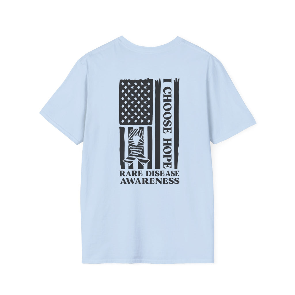 Rare Disease Awareness T-Shirt — "I Choose Hope" American Flag Ribbon