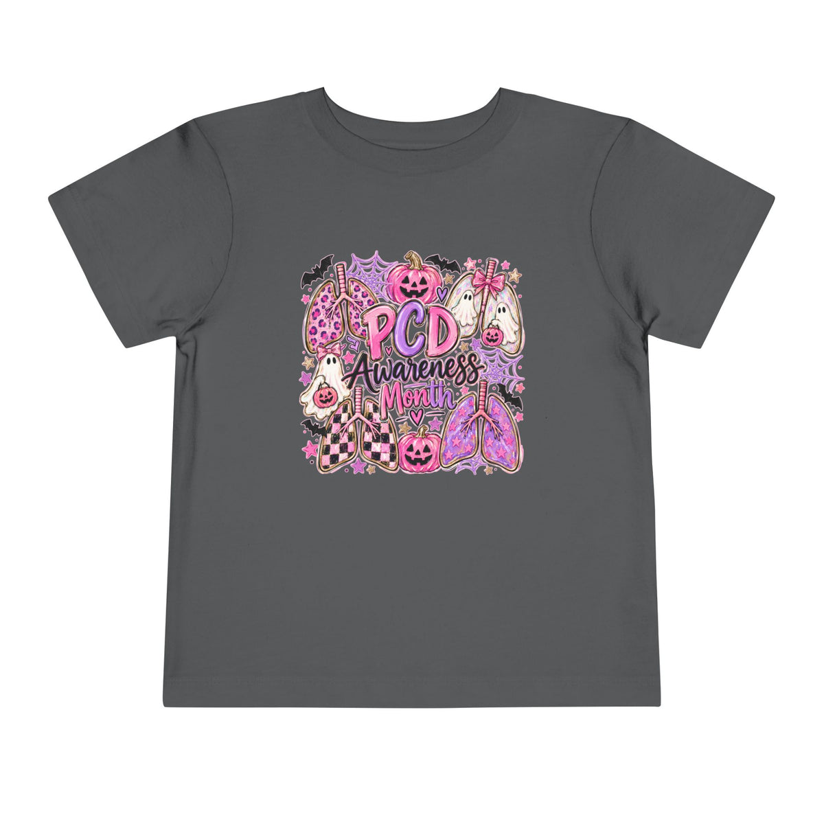 Toddler Tee — "PCD Awareness" Pink Halloween Lungs Design