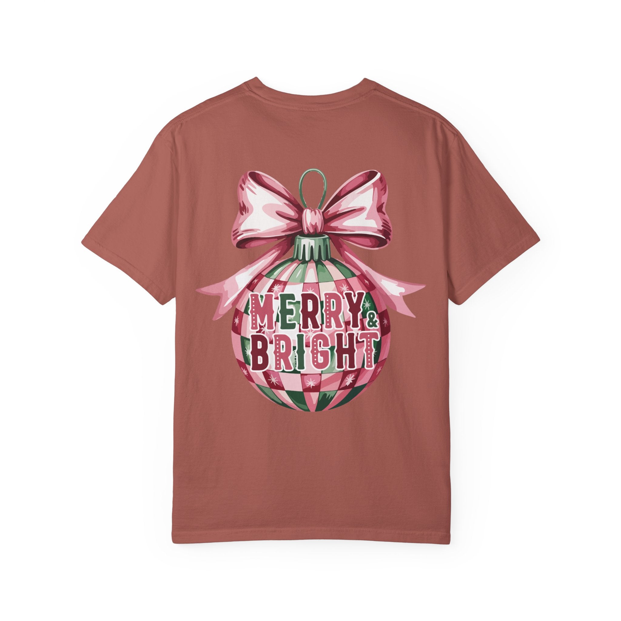 Holiday Patchwork Tee - "Merry & Bright" Graphic T-Shirt