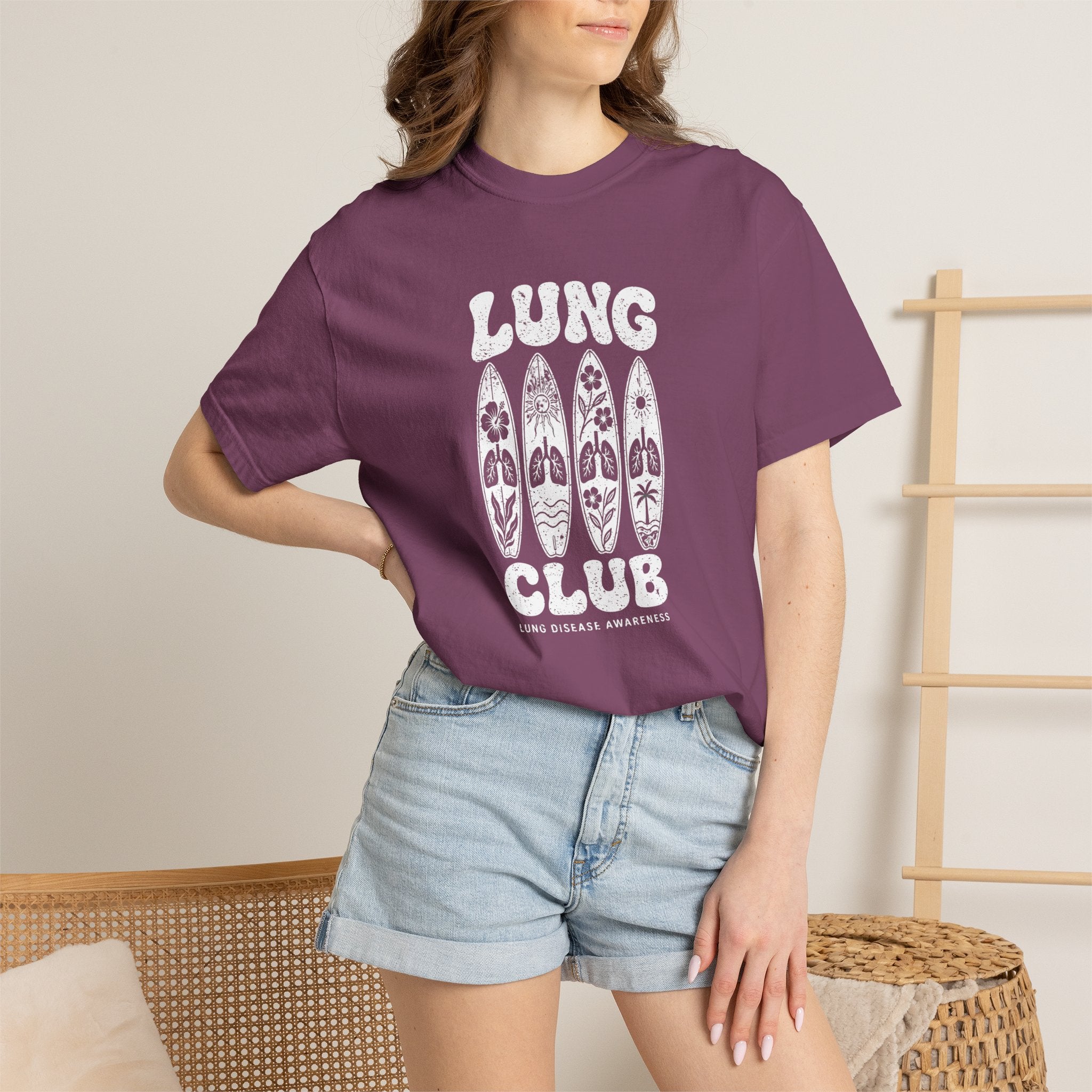 Surfboard 'Lung Club' Graphic T-Shirt — Retro Beach Vibe Tee