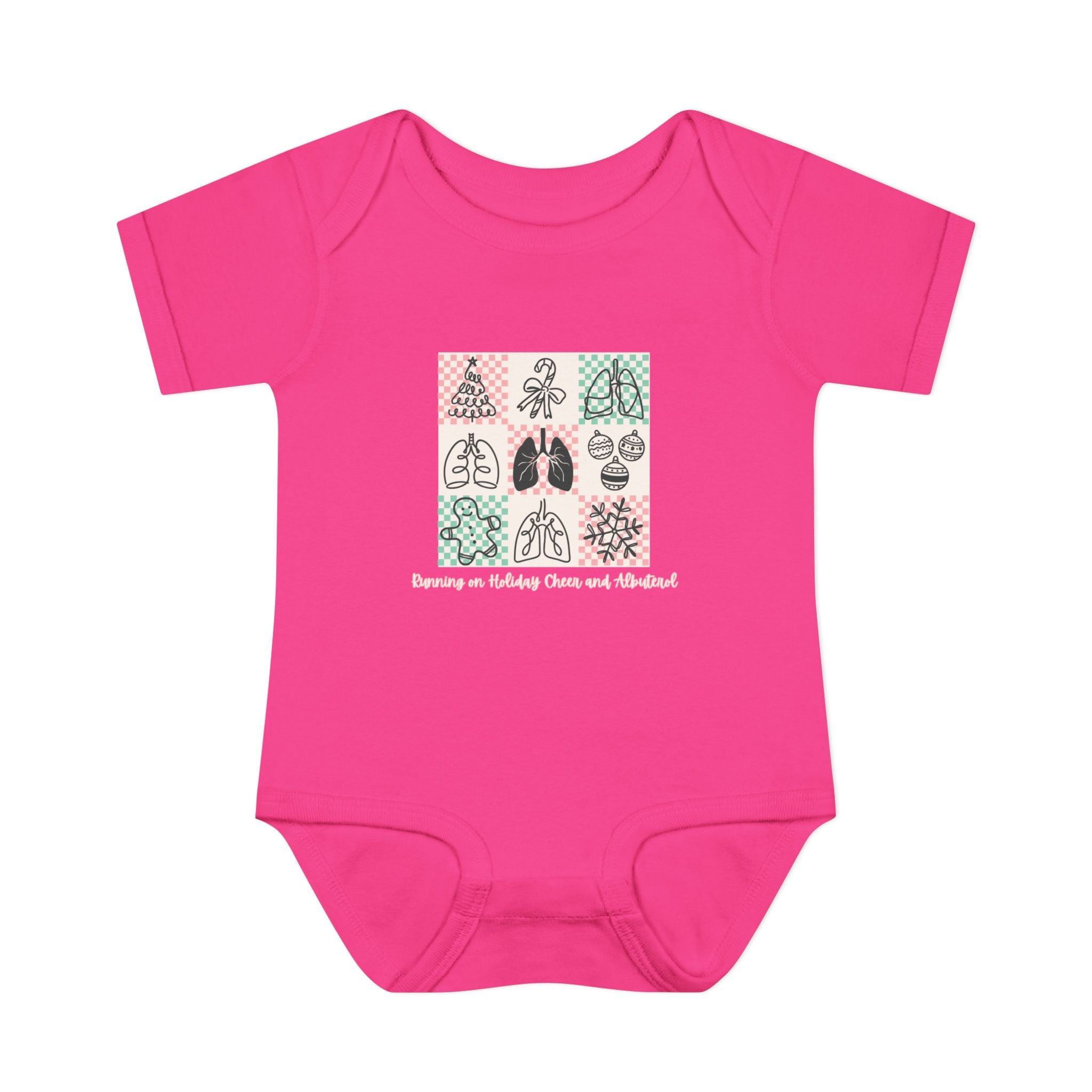 Infant Onesie Running on Holiday Cheer and Albuterol