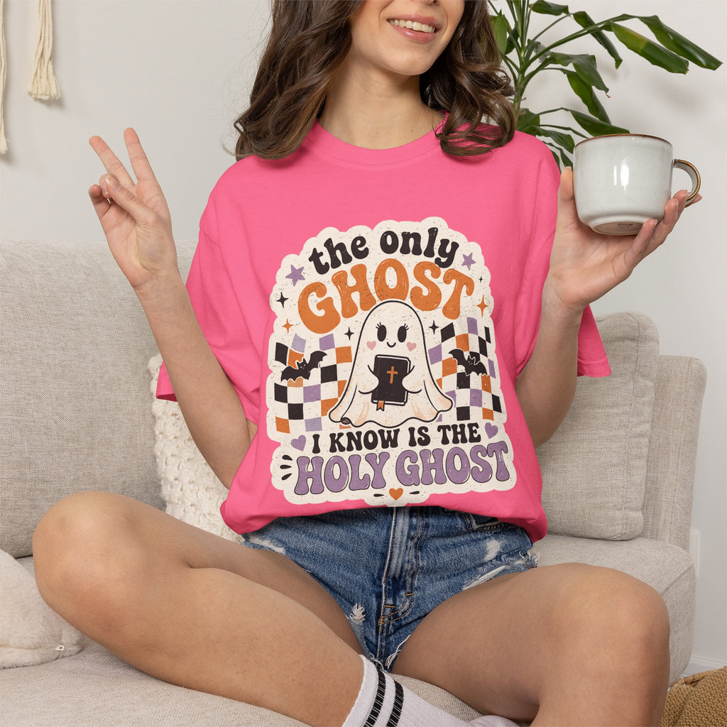 Holy Ghost Ghost Tee — "The Only Ghost I Know Is The Holy Ghost" Christian Halloween T-Shirt