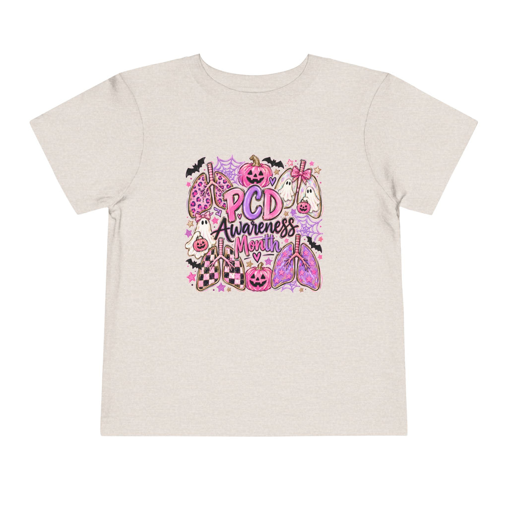 Toddler Tee — "PCD Awareness" Pink Halloween Lungs Design