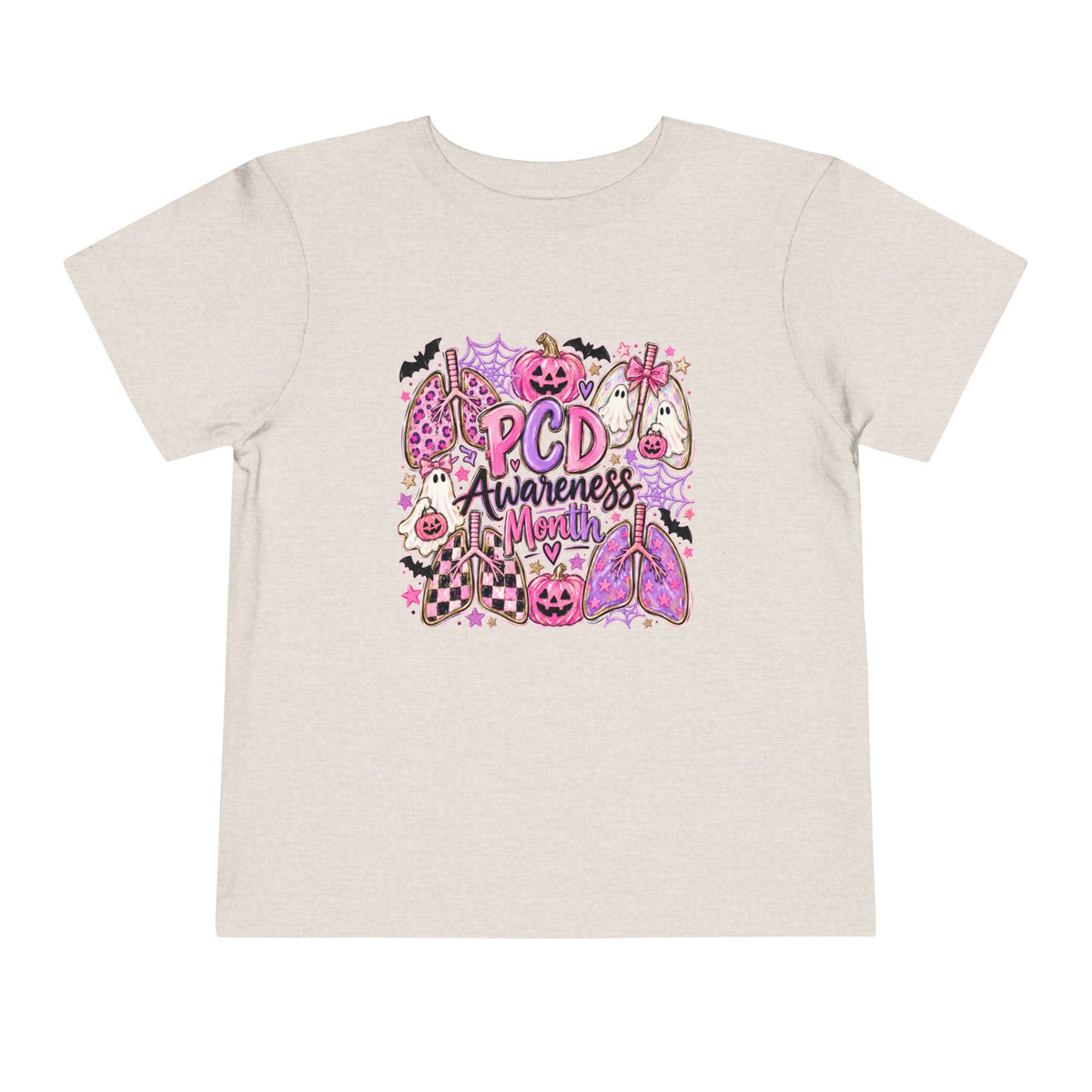 Toddler Tee — "PCD Awareness" Pink Halloween Lungs Design