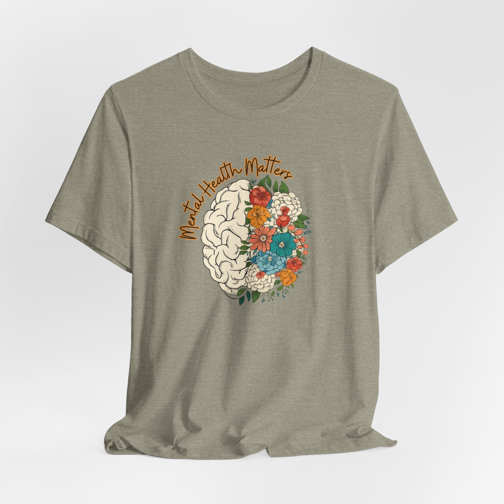 Mental Health Matters T-Shirt — Floral Brain Awareness Tee