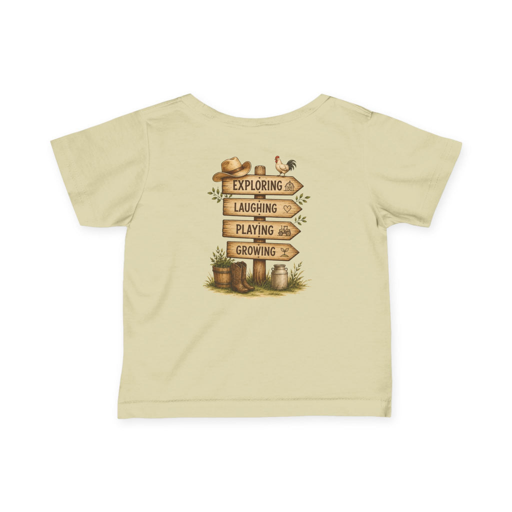 Infant Tee — “Grandkids Camp with Nonnie & Papa” Baby Shirt (Exploring, Laughing, Playing, Growing)