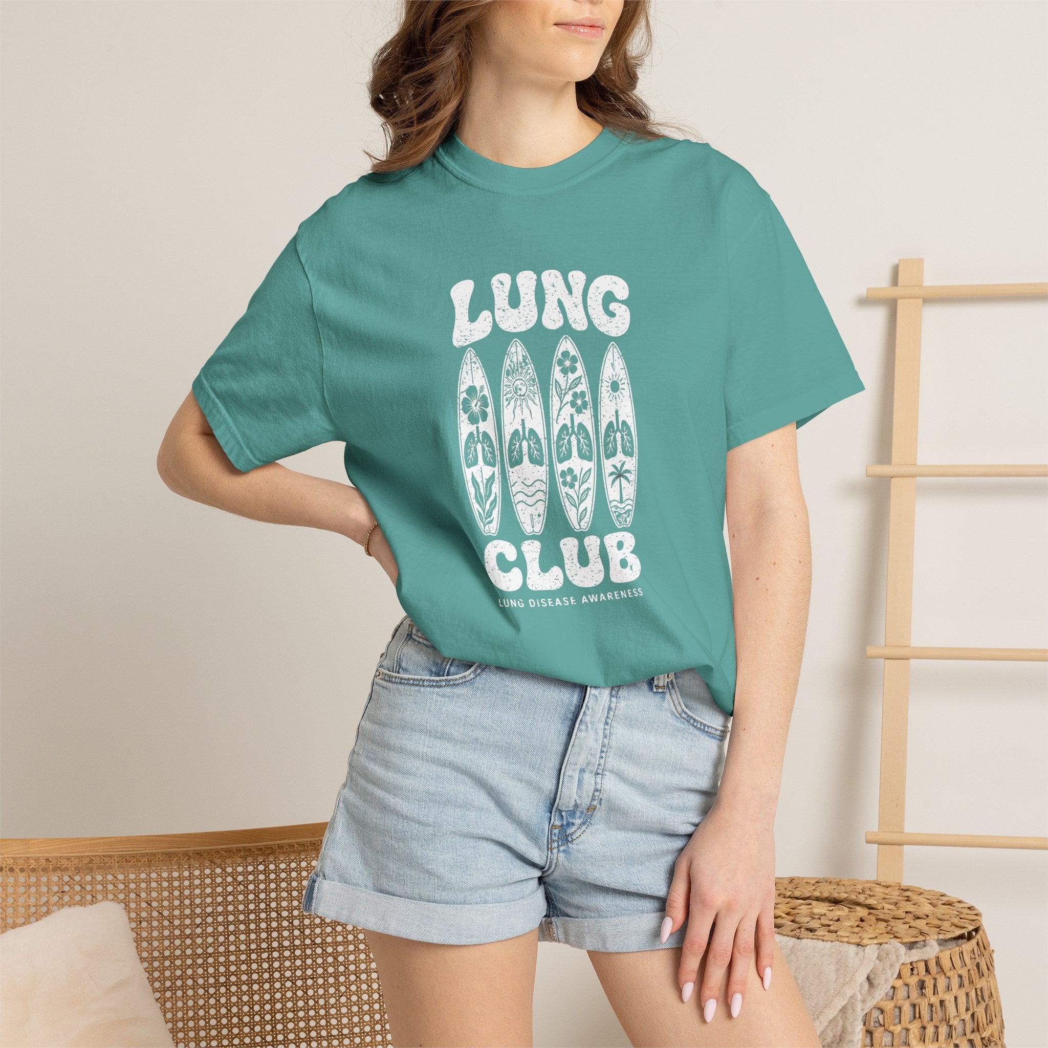 Surfboard 'Lung Club' Graphic T-Shirt — Retro Beach Vibe Tee