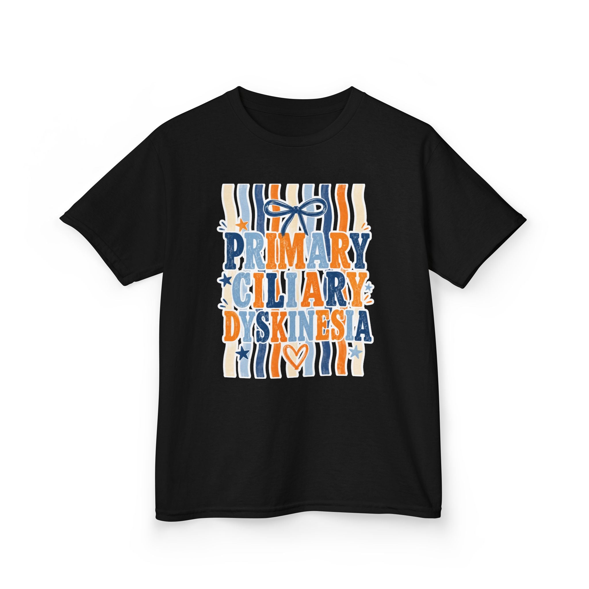 The Jentri- Primary Ciliary Dyskinesia Awareness Kids Tee — Orange & Blue Ribbon Design
