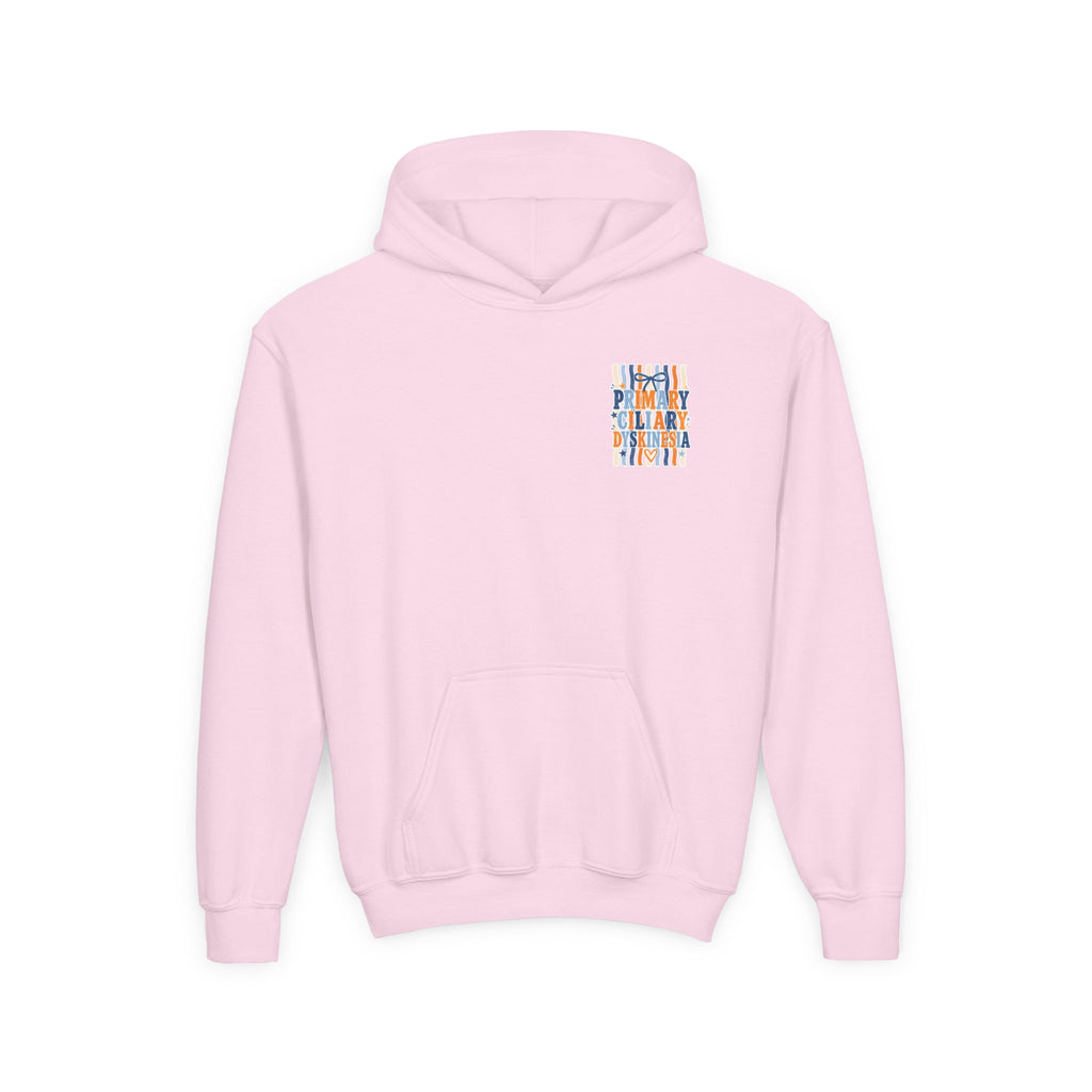 The Jentri- Youth Hoodie - "Primary Ciliary Dyskinesia" Awareness Pullover (Blue & Orange Ribbon Design)
