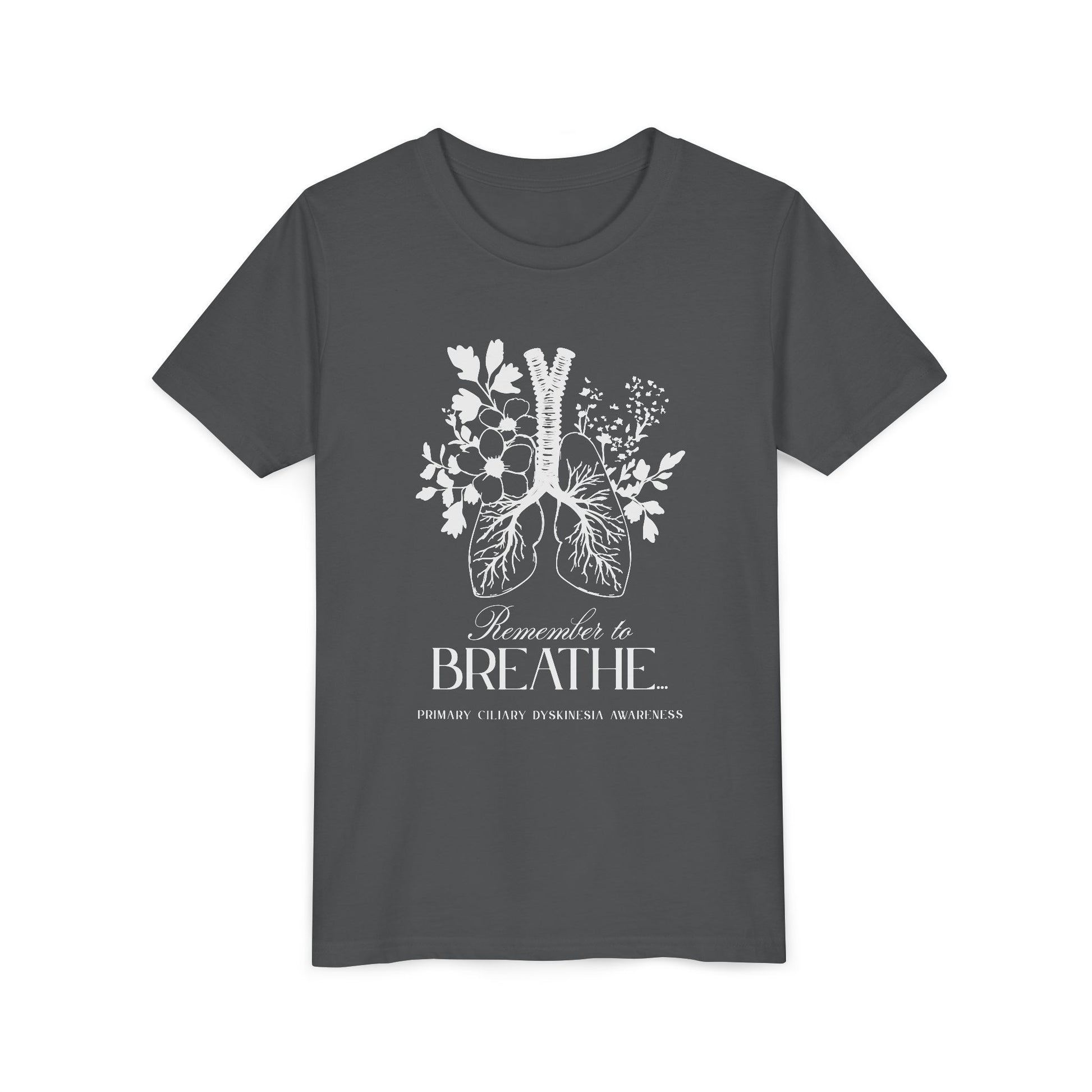 Youth Tee: Remember to Breathe- PCD Awareness