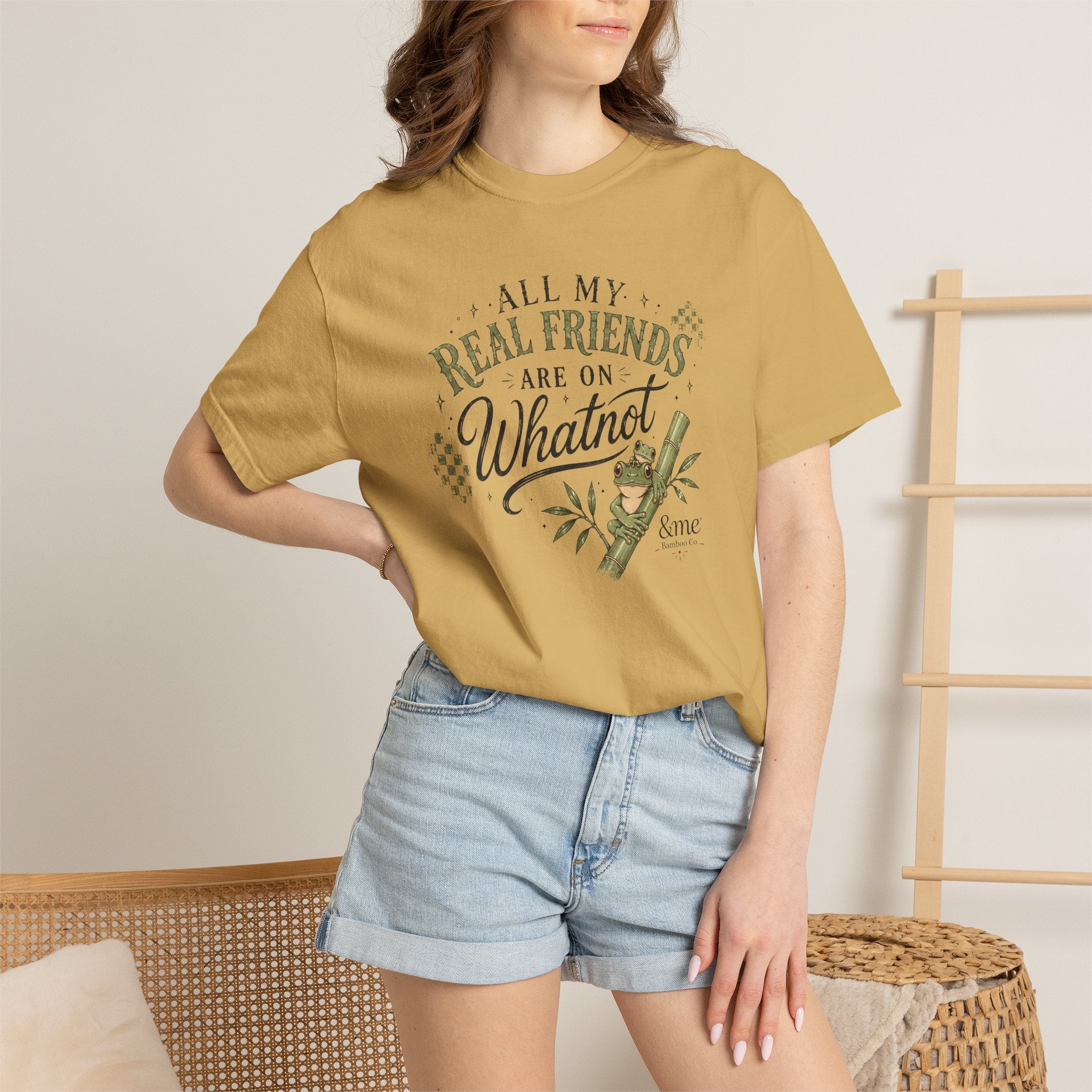 Andme Bamboo — "All My Real Friends Are On Whatnot" Graphic Tee