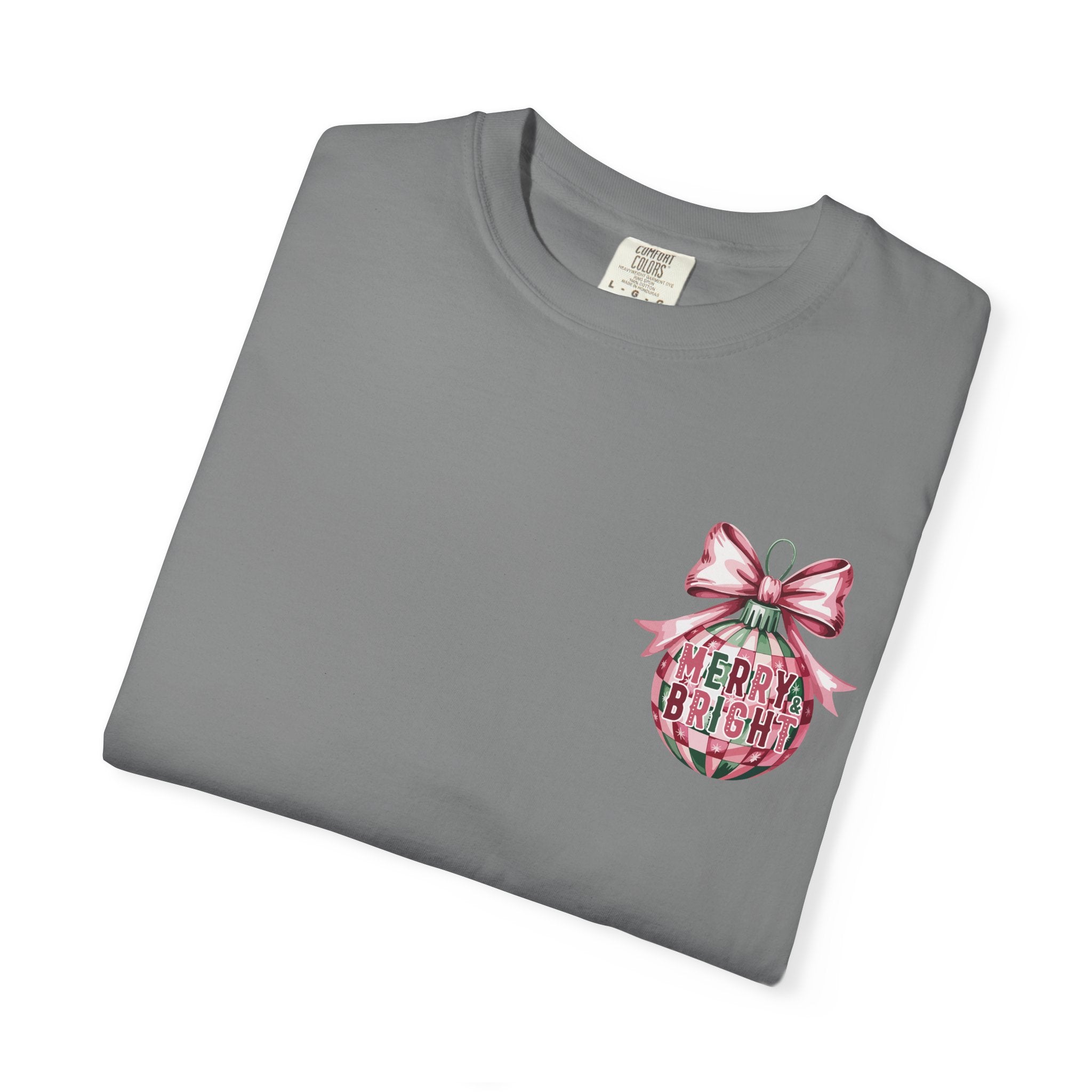 Holiday Patchwork Tee - "Merry & Bright" Graphic T-Shirt