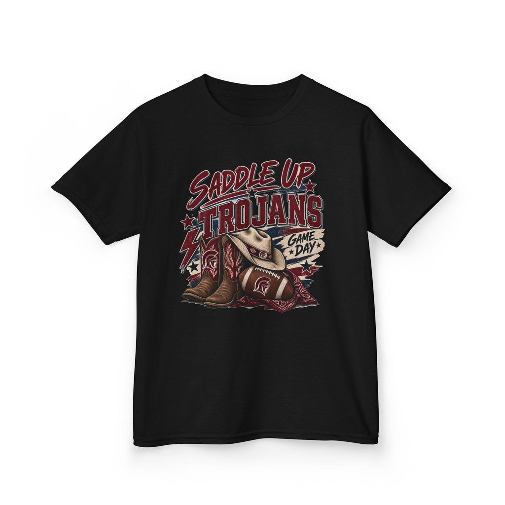 Kids Tee — "Saddle Up Trojans" Football Game Day Shirt