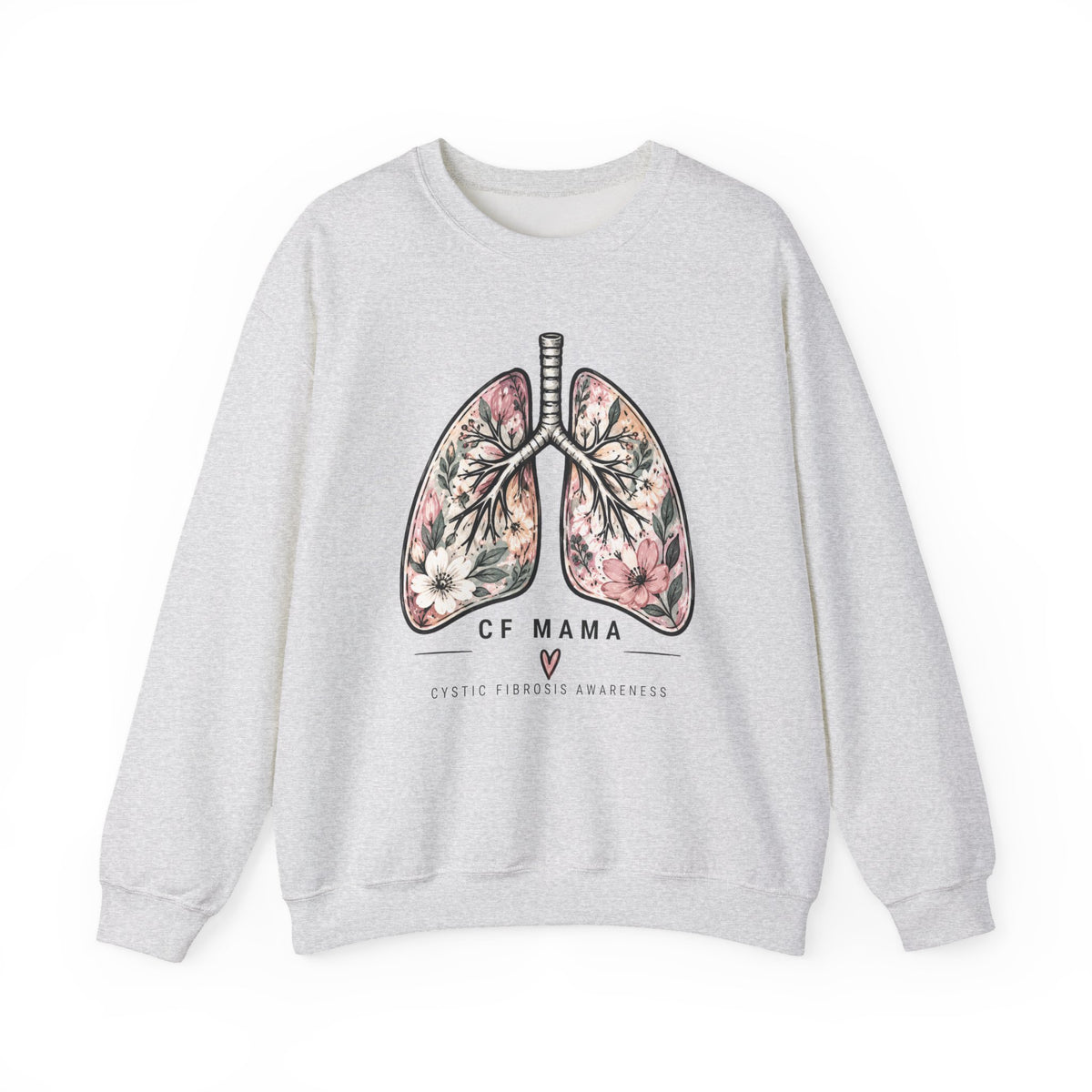Lung Floral Crewneck Sweatshirt — CF MAMA Respiratory Awareness Pullover