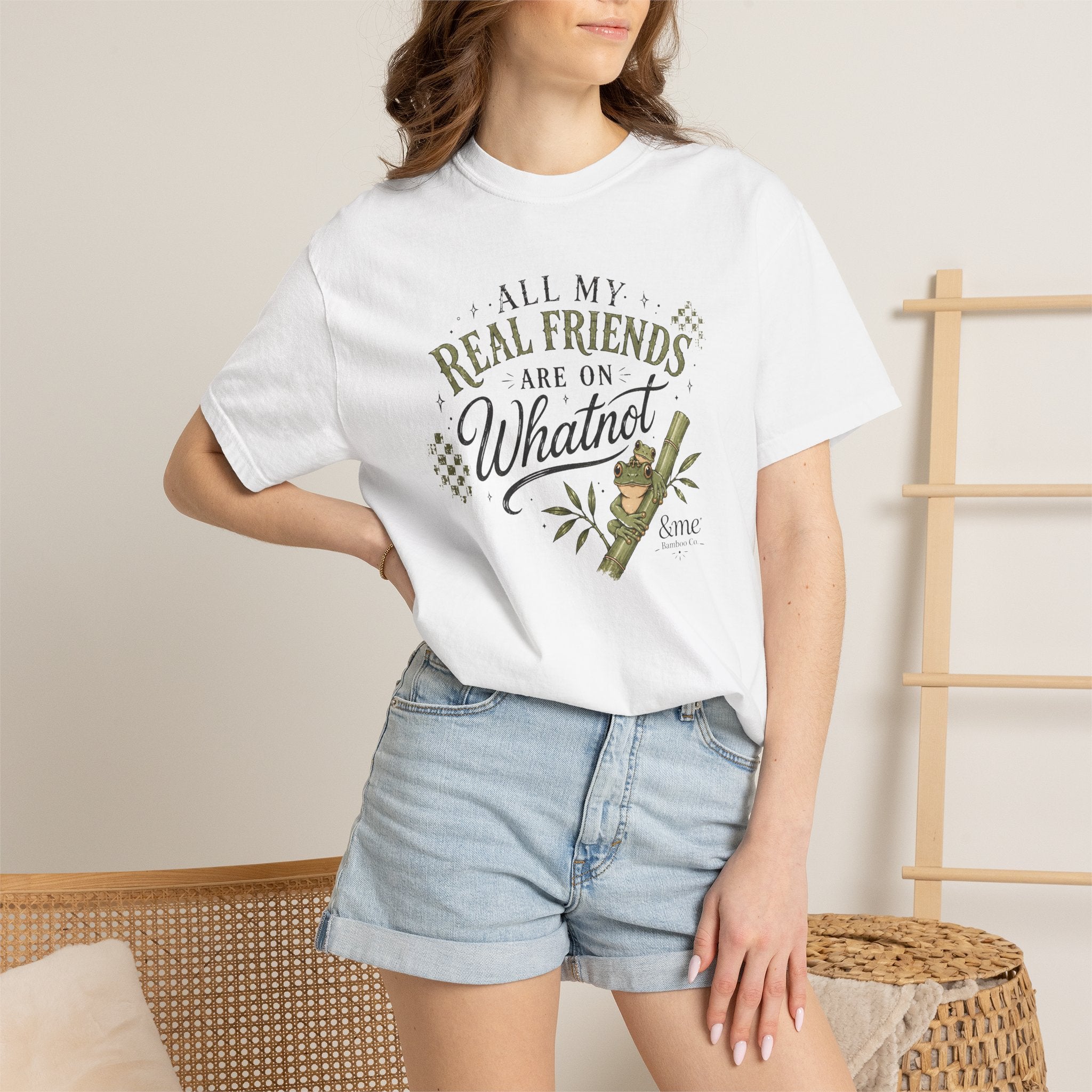Andme Bamboo — "All My Real Friends Are On Whatnot" Graphic Tee