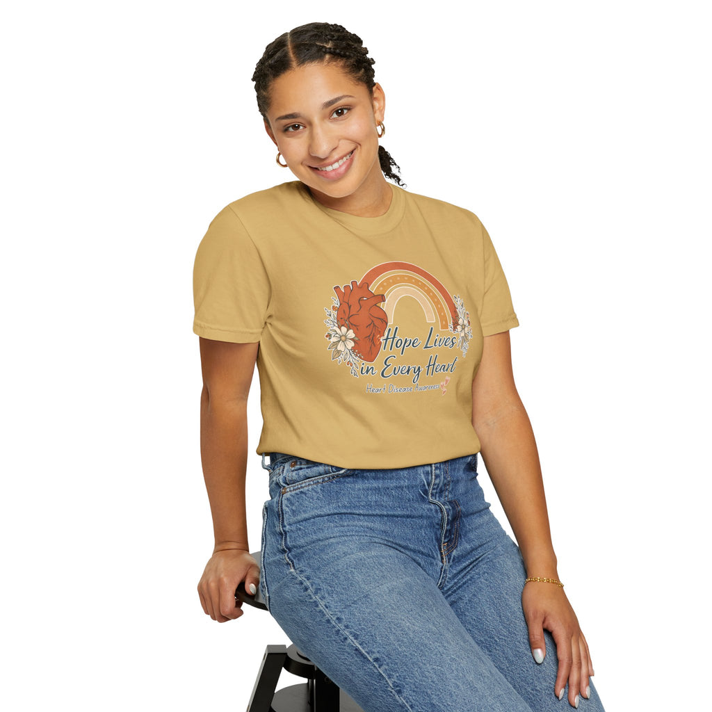 Hope Lives in Every Heart T-Shirt — Heart Disease Awareness Rainbow Tee