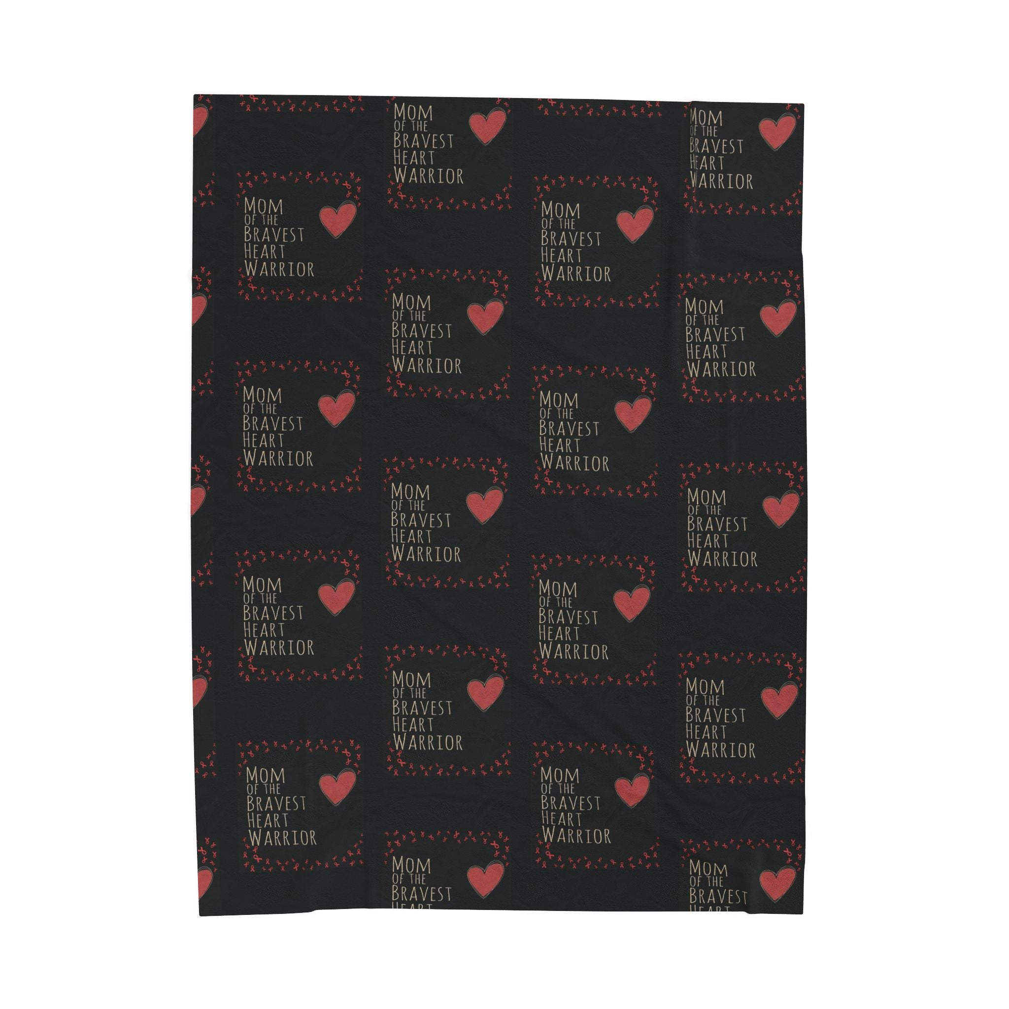 Plush Blanket — "Mom of the Bravest Heart Warrior" Heart & Ribbon Tribute