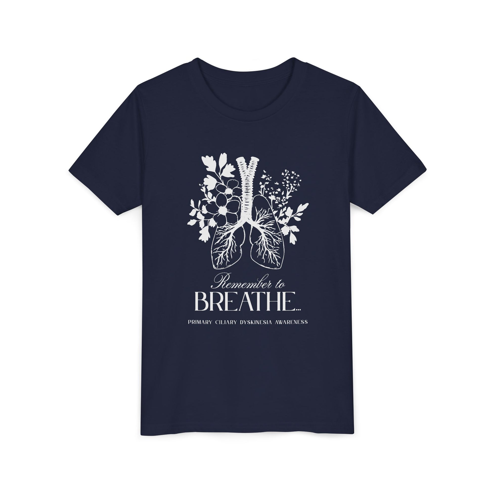 Youth Tee: Remember to Breathe- PCD Awareness