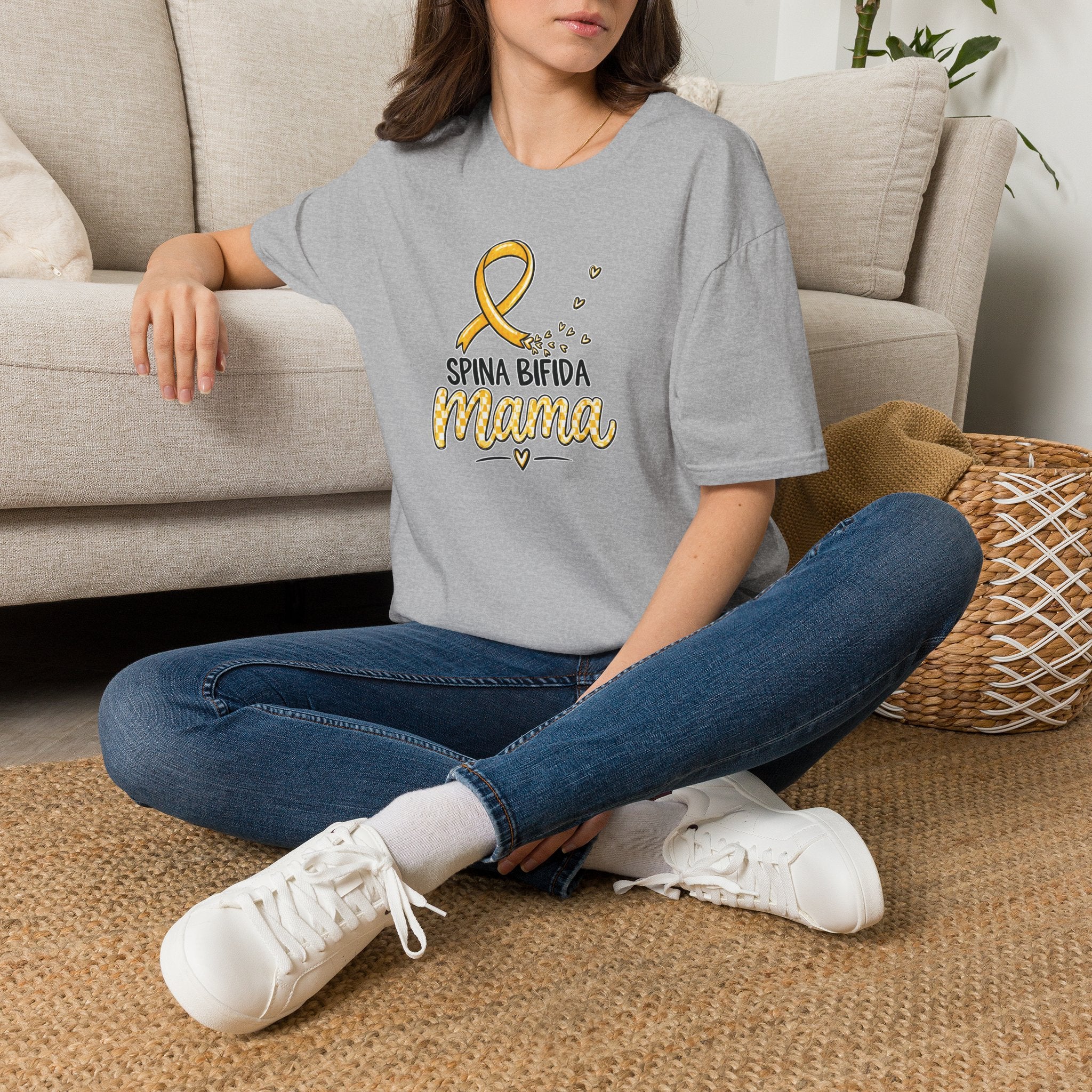 Spina Bifida Mama T-Shirt — Gold Awareness Ribbon Mom Tee