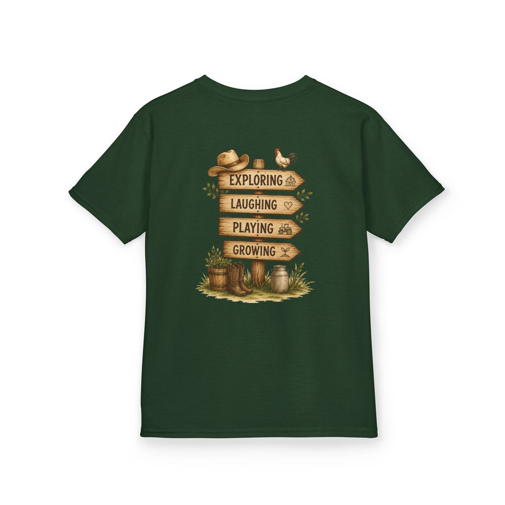 Kids Tee — "Grandkids Camp with Nannie & Papa" Rustic Farm Sign Tee