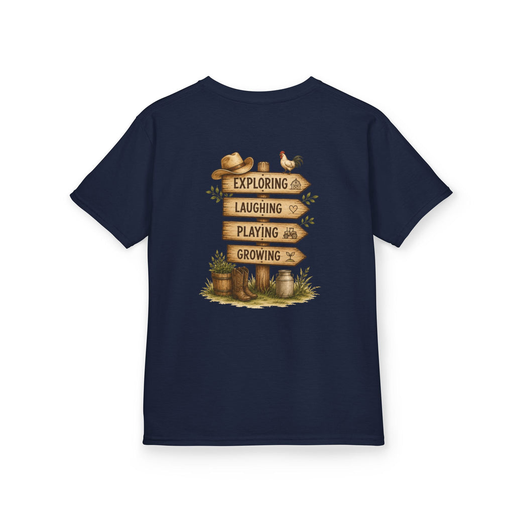 Kids Tee — "Grandkids Camp with Nannie & Papa" Rustic Farm Sign Tee