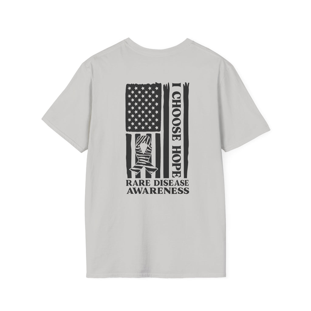 Rare Disease Awareness T-Shirt — "I Choose Hope" American Flag Ribbon