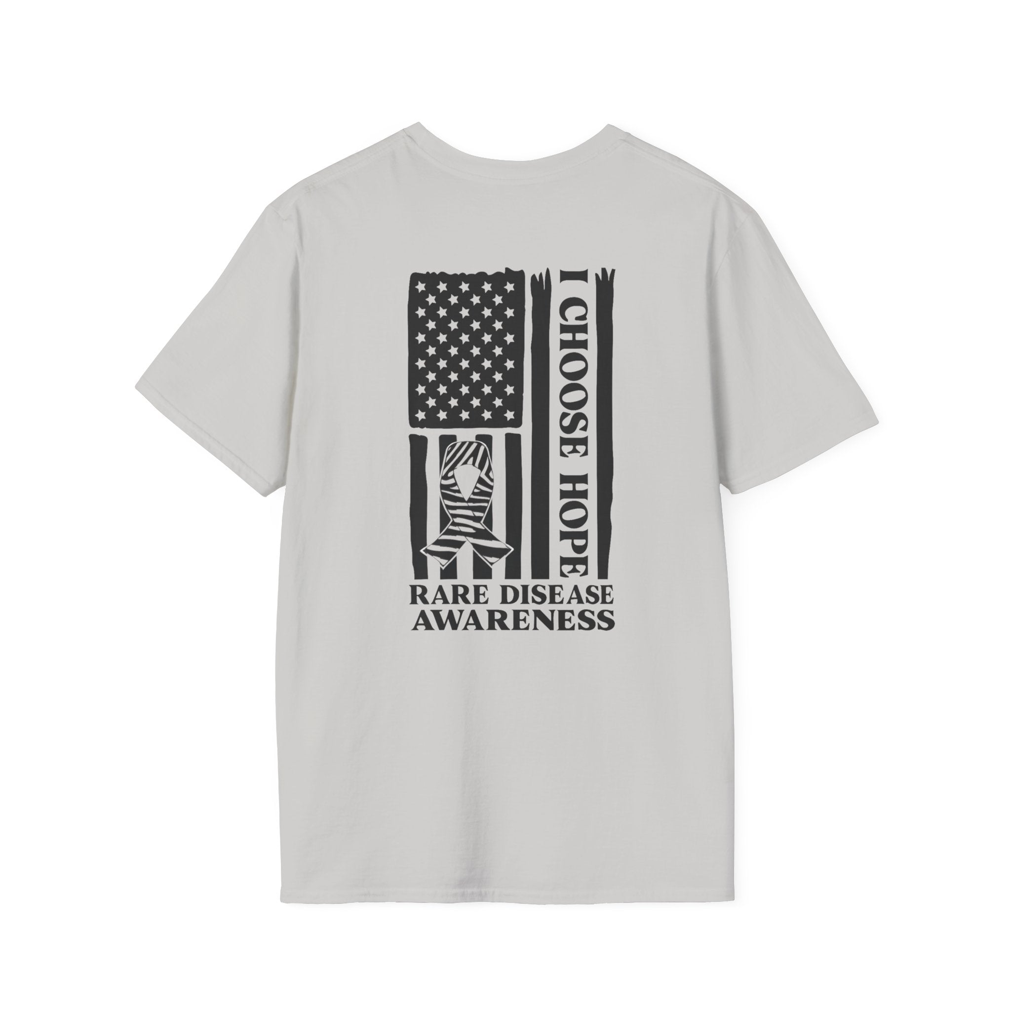 Rare Disease Awareness T-Shirt — "I Choose Hope" American Flag Ribbon