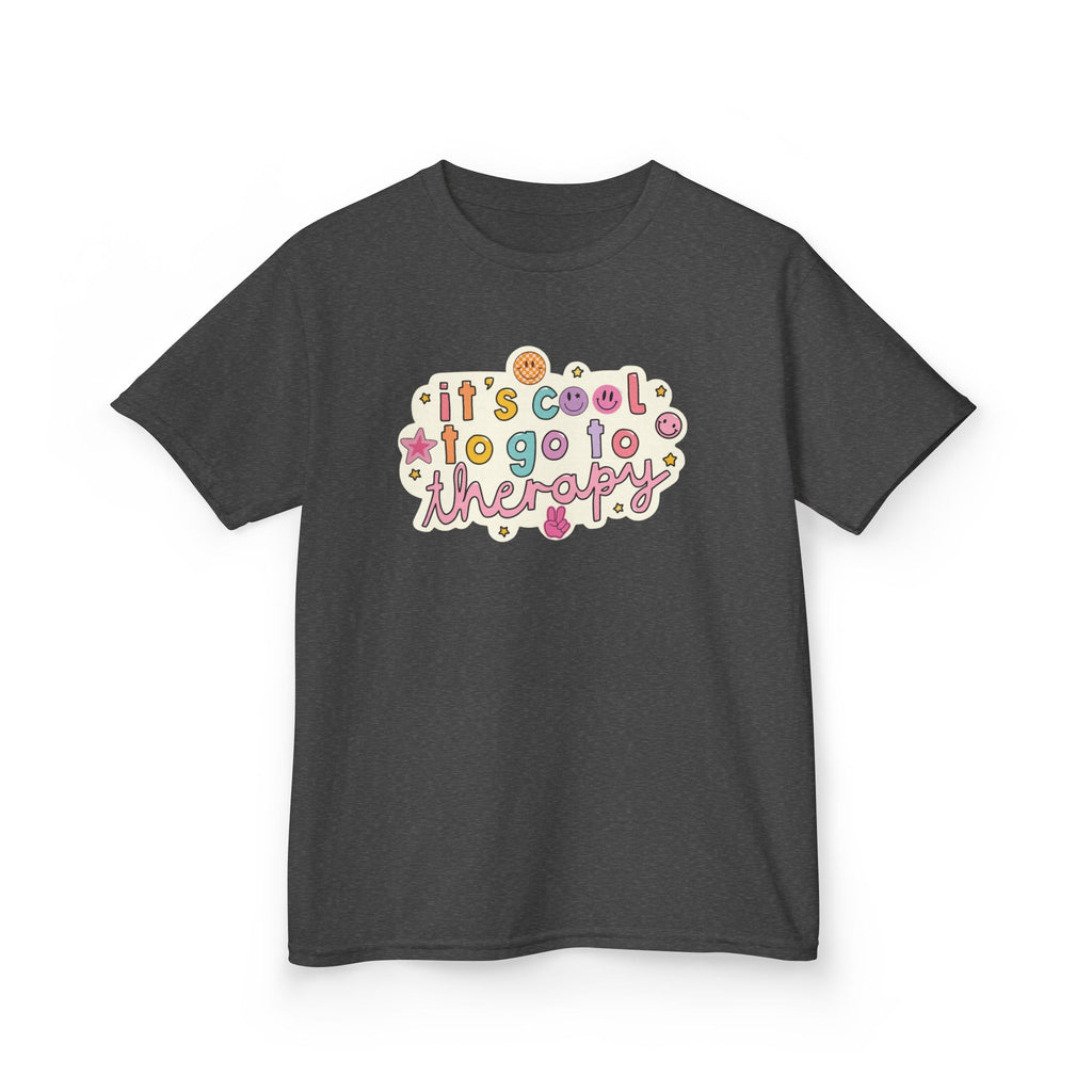 Kids Tee — "It's Cool to Go to Therapy" Retro Flower Therapy Tee