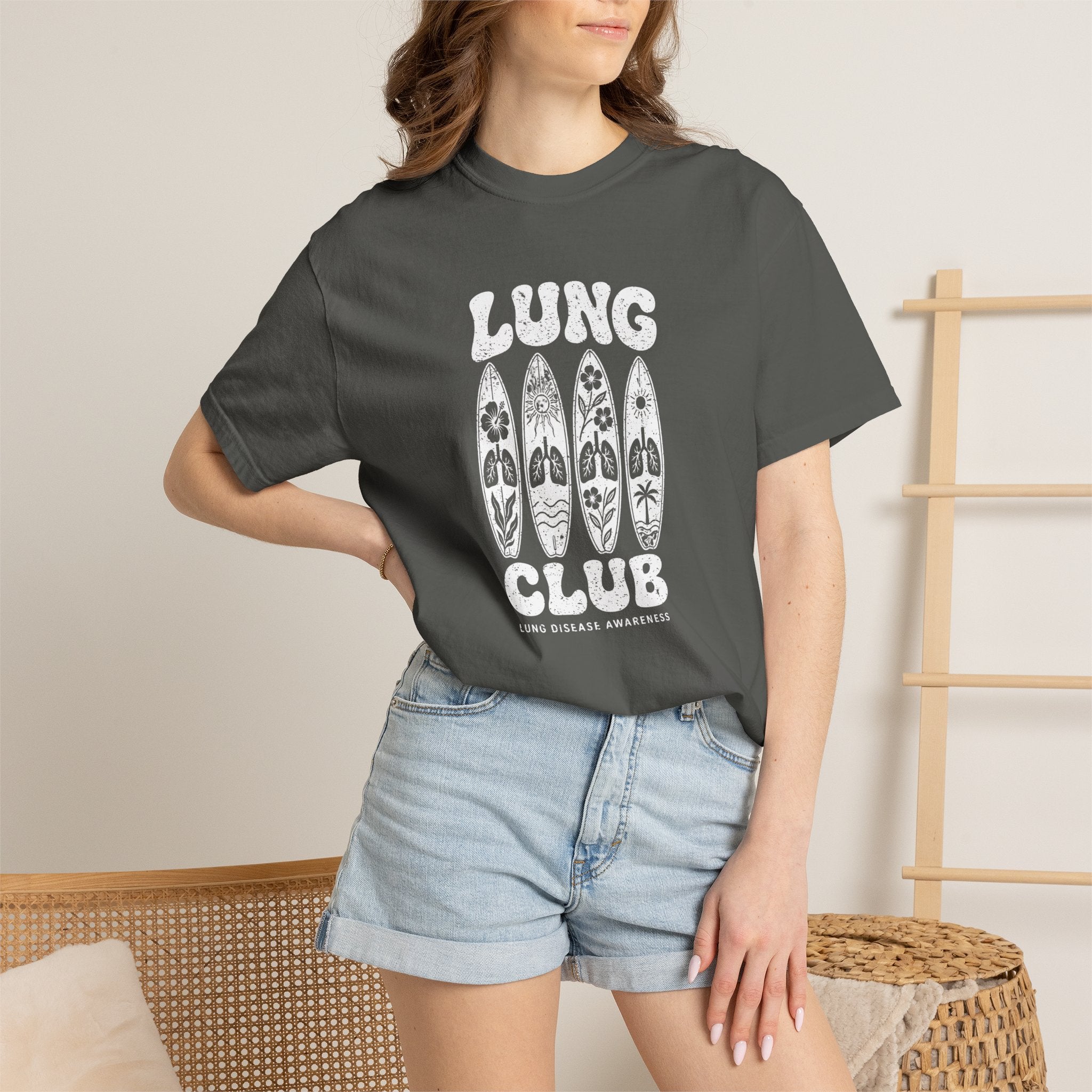 Surfboard 'Lung Club' Graphic T-Shirt — Retro Beach Vibe Tee