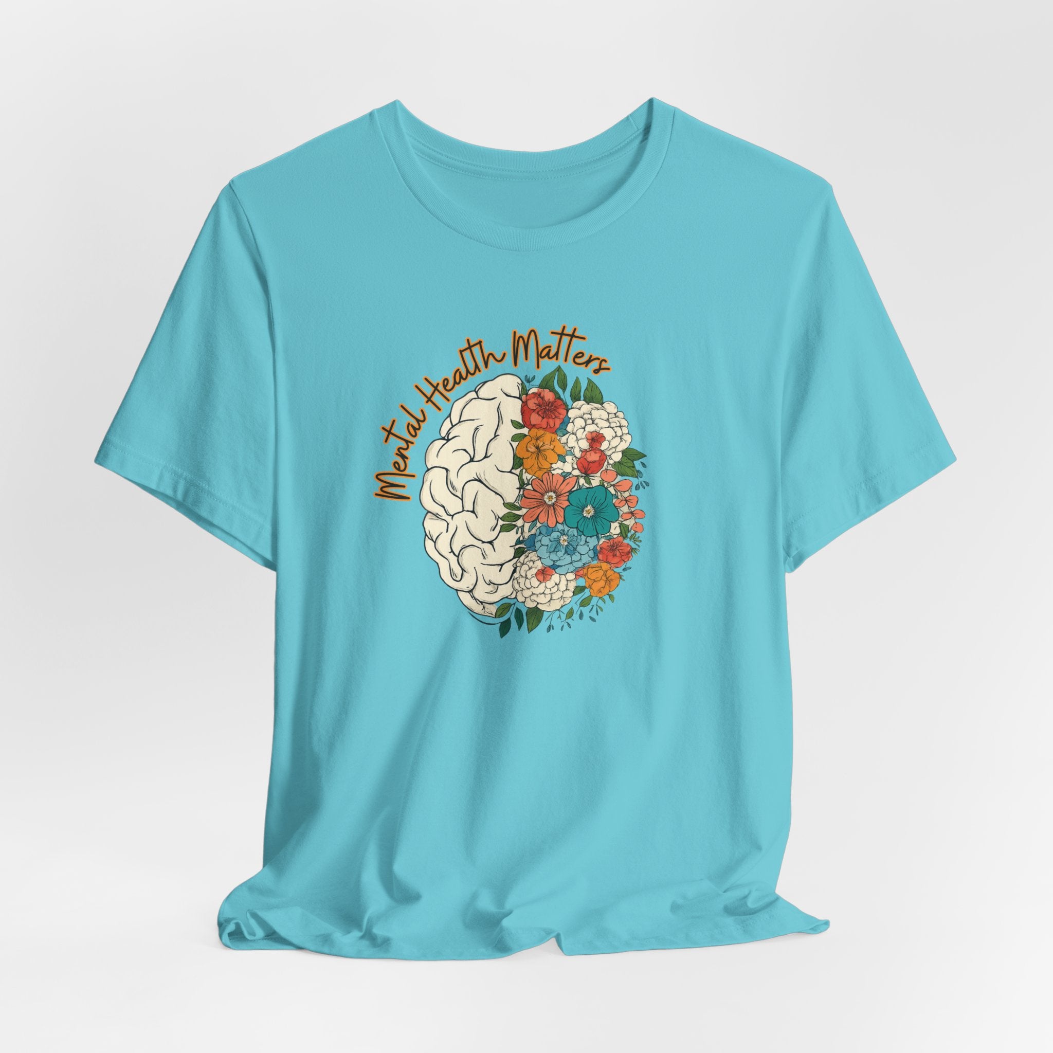 Mental Health Matters T-Shirt — Floral Brain Awareness Tee