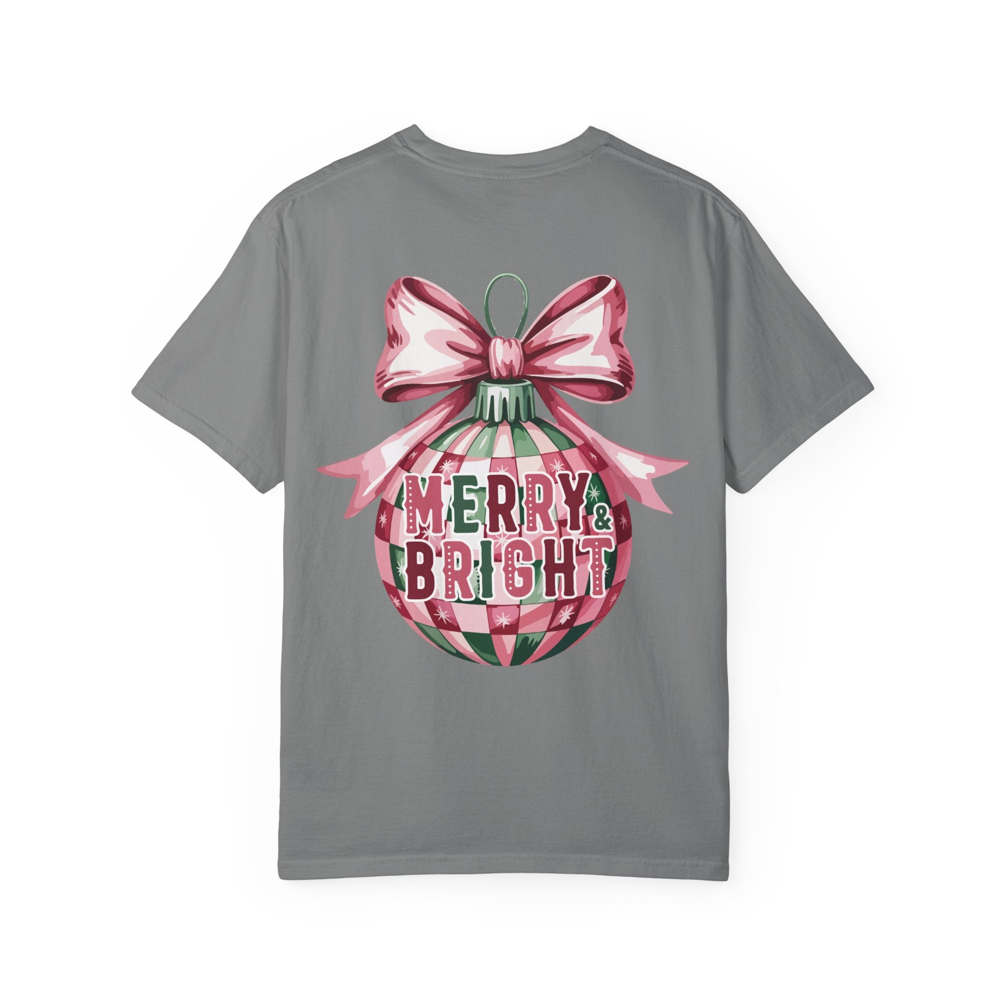Holiday Patchwork Tee - "Merry & Bright" Graphic T-Shirt