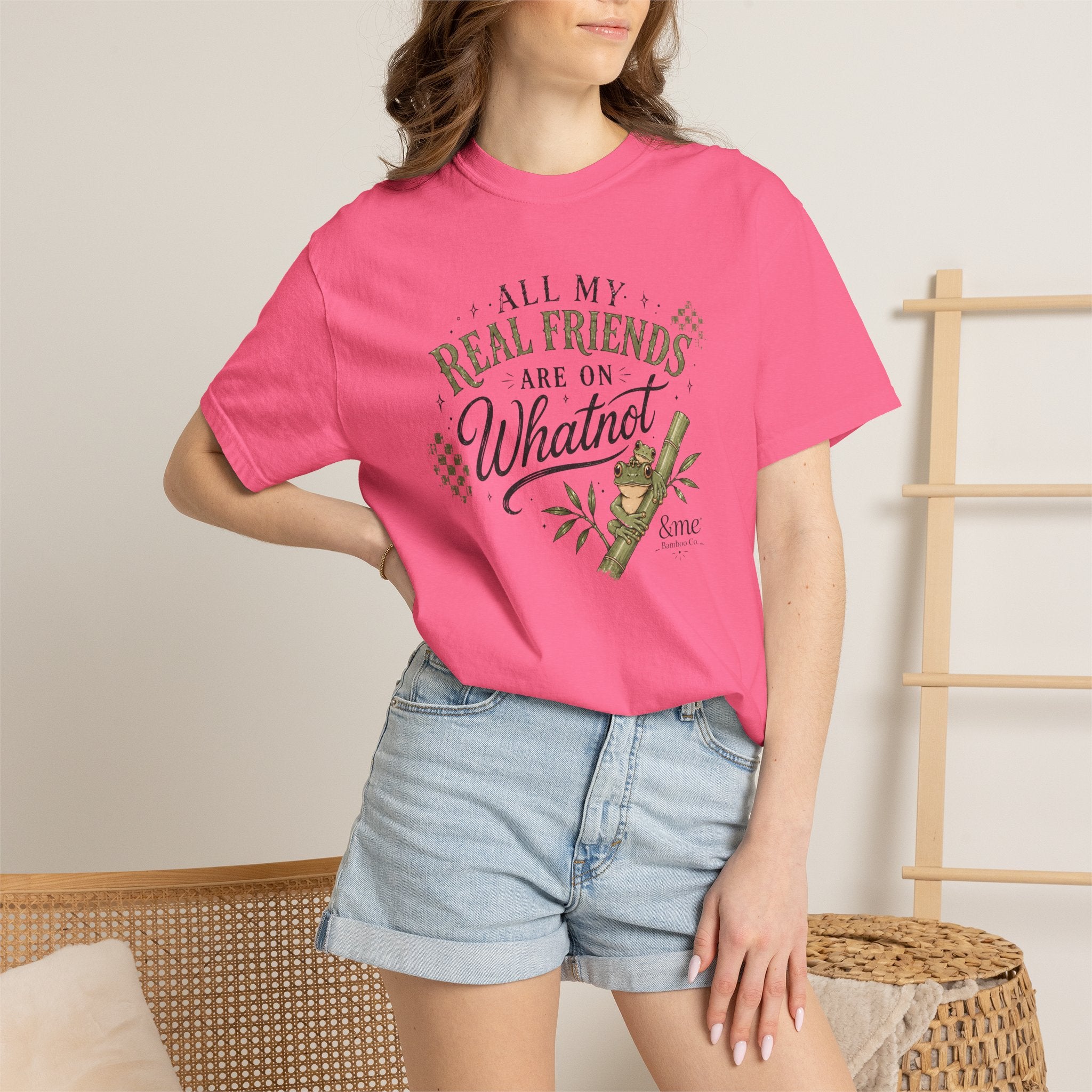 Andme Bamboo — "All My Real Friends Are On Whatnot" Graphic Tee