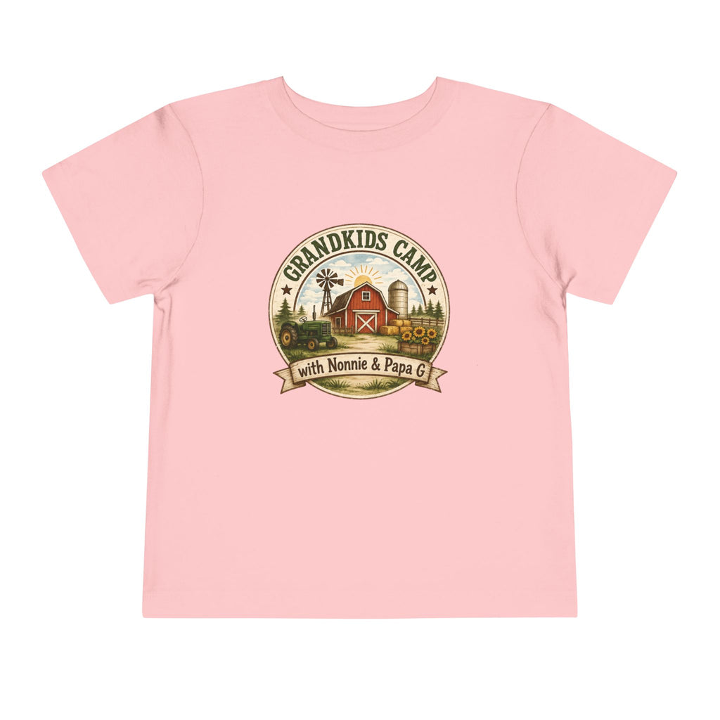 Grandkids Camp Toddler Tee — “with Nonnie & Papa G” Farm Adventure Shirt