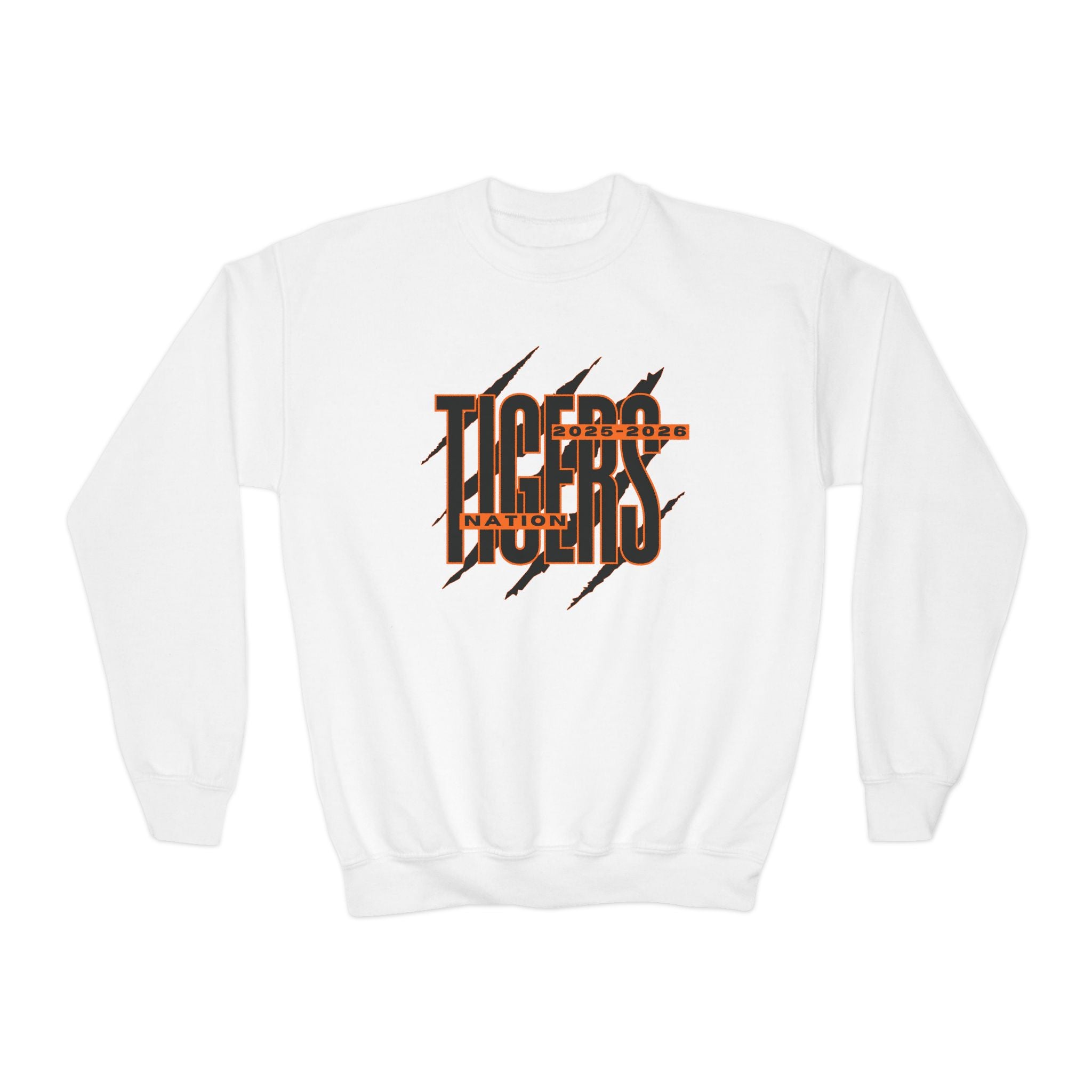 Youth Tiger Nation Crewneck Sweatshirt — Bold Tiger Graphic Pullover