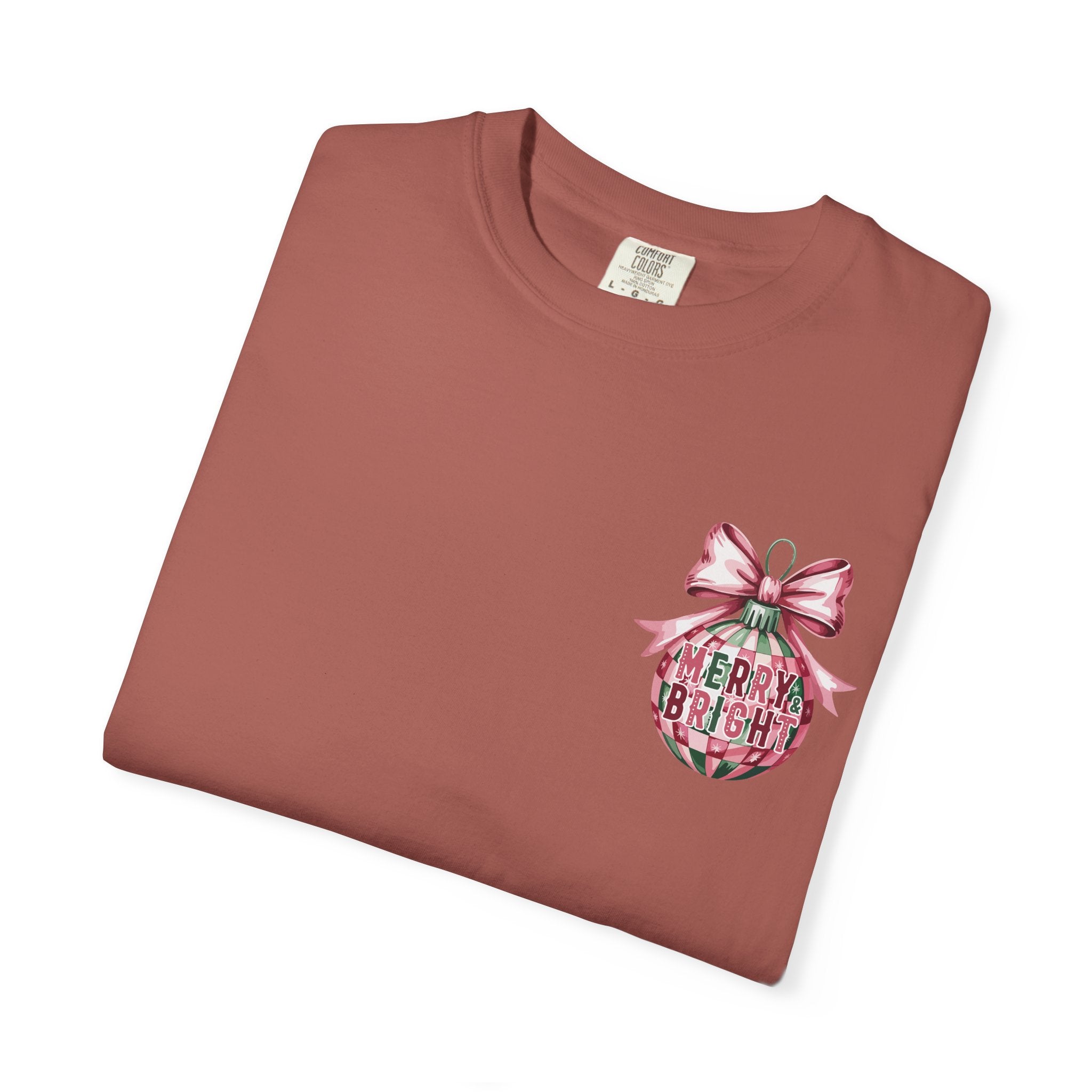Holiday Patchwork Tee - "Merry & Bright" Graphic T-Shirt