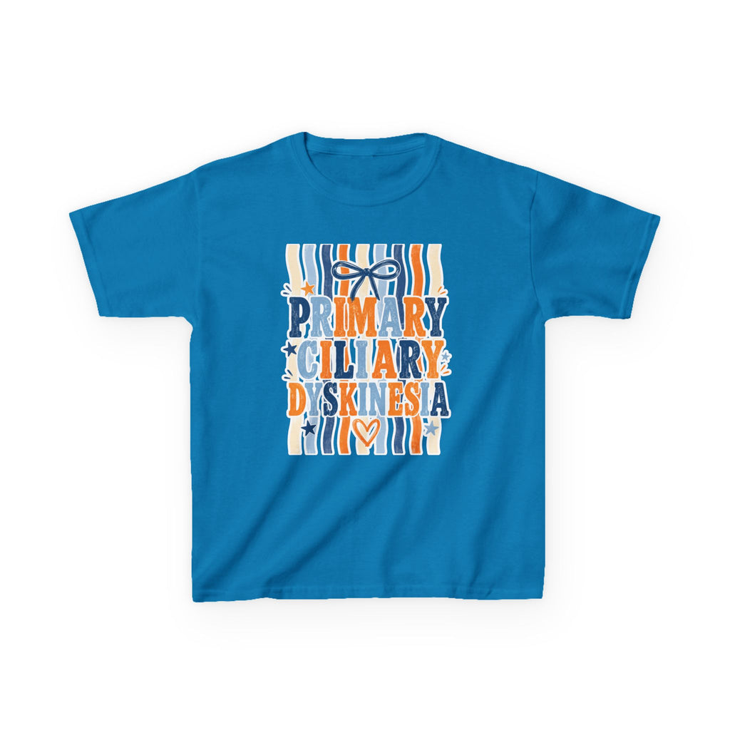 The Jentri- Primary Ciliary Dyskinesia Awareness Kids Tee — Orange & Blue Ribbon Design