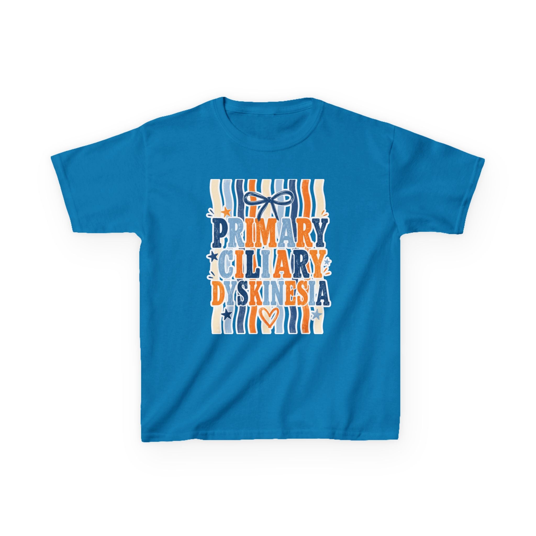 The Jentri- Primary Ciliary Dyskinesia Awareness Kids Tee — Orange & Blue Ribbon Design