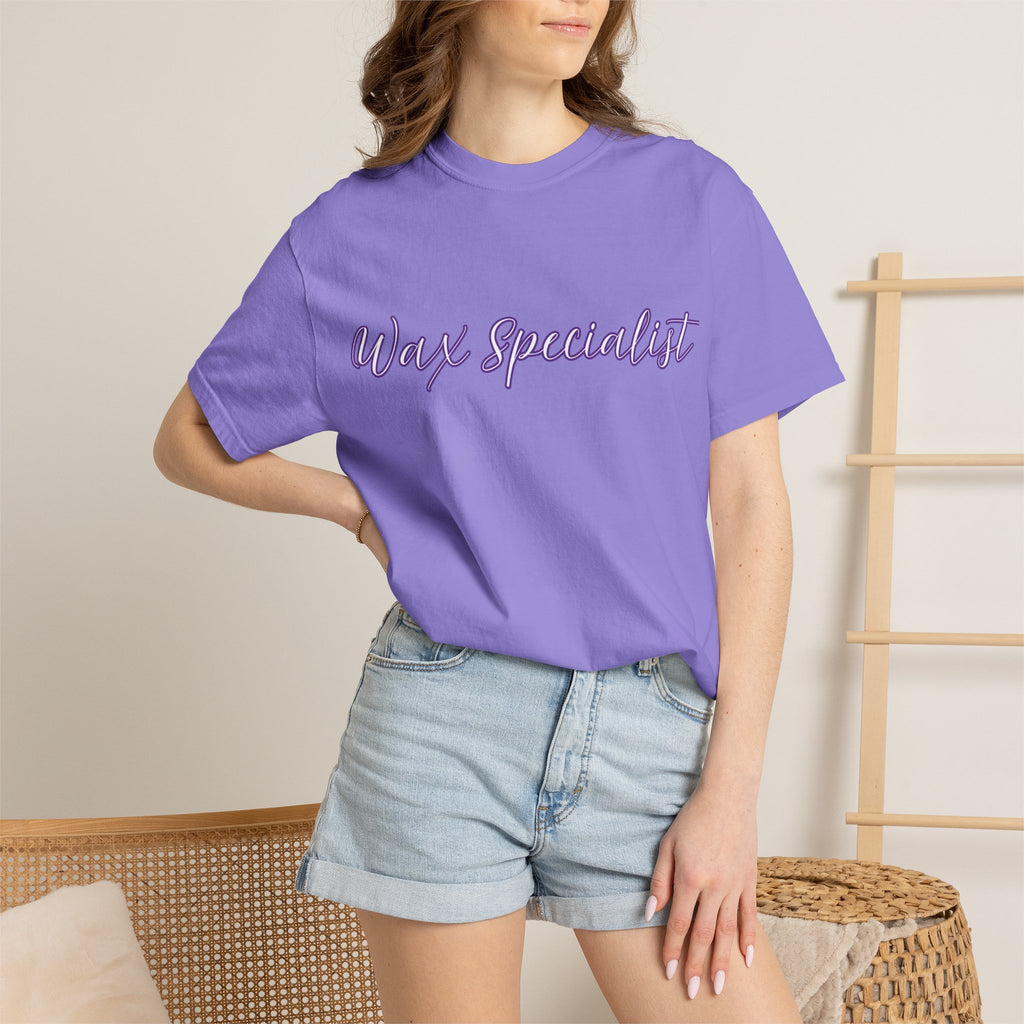 Wax Specialist T-Shirt — Lavender Script Tee