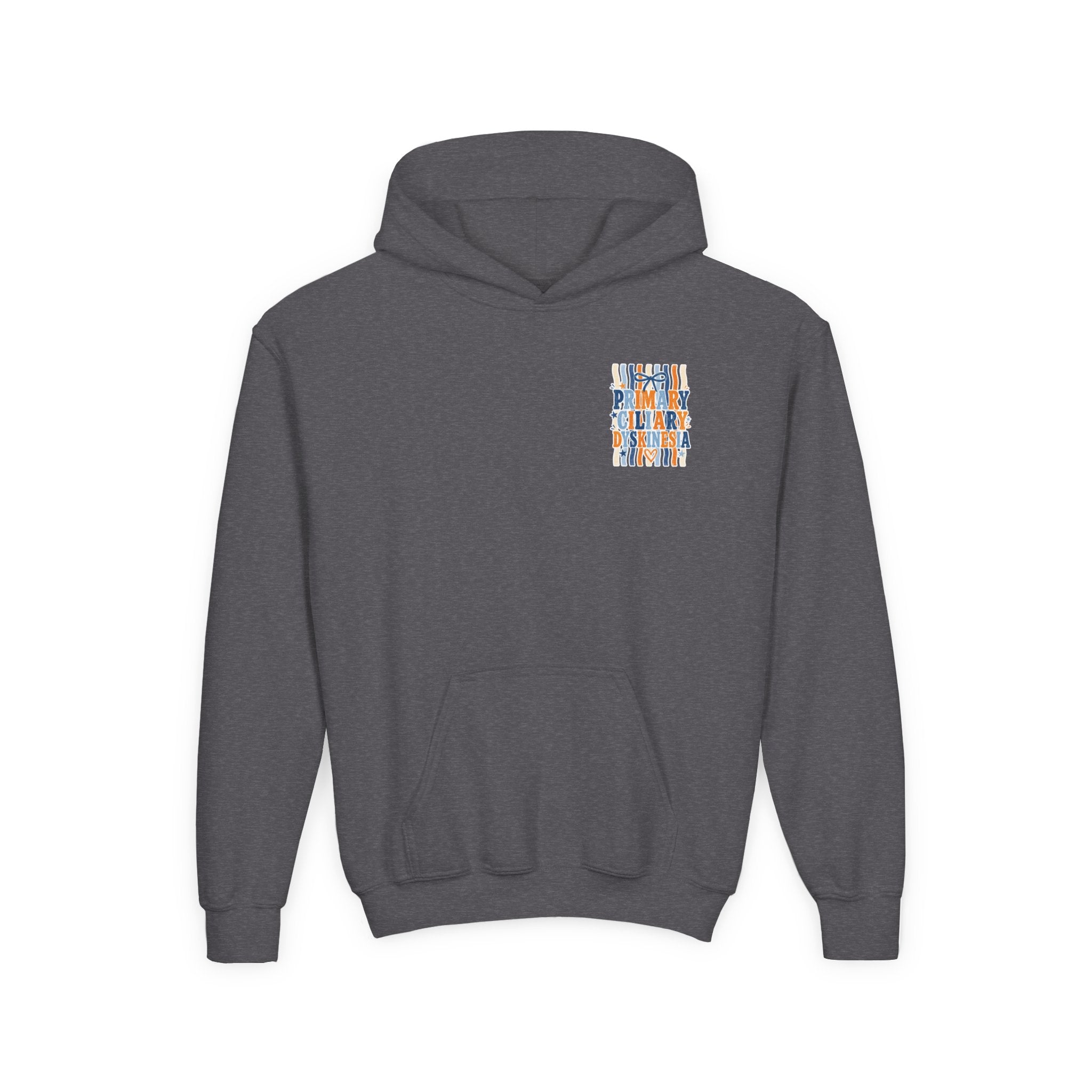 The Jentri- Youth Hoodie - "Primary Ciliary Dyskinesia" Awareness Pullover (Blue & Orange Ribbon Design)