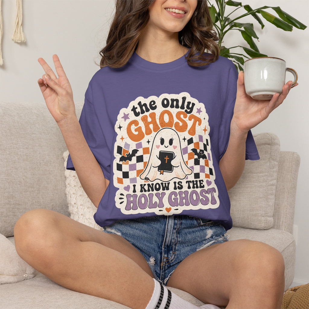 Holy Ghost Ghost Tee — "The Only Ghost I Know Is The Holy Ghost" Christian Halloween T-Shirt