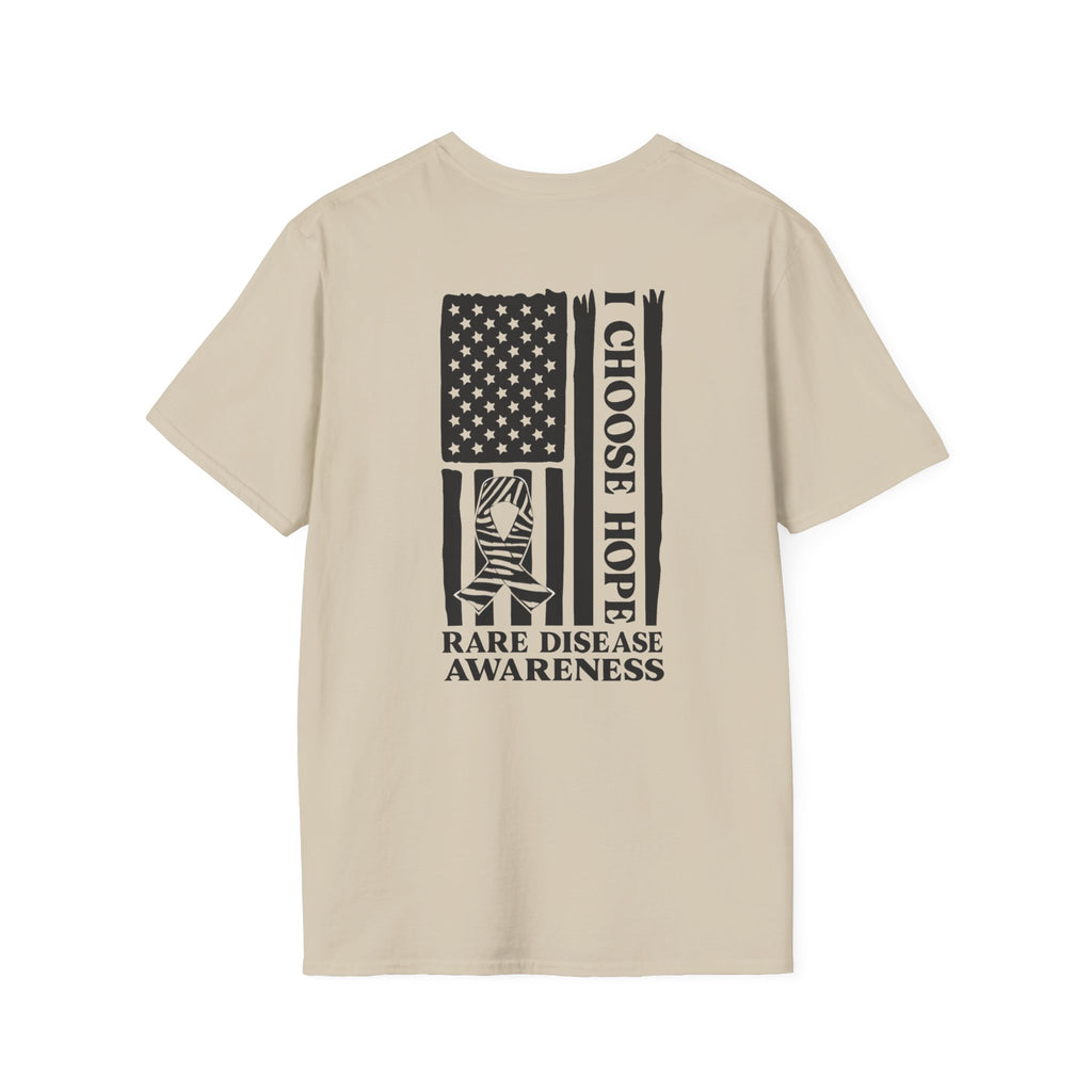 Rare Disease Awareness T-Shirt — "I Choose Hope" American Flag Ribbon