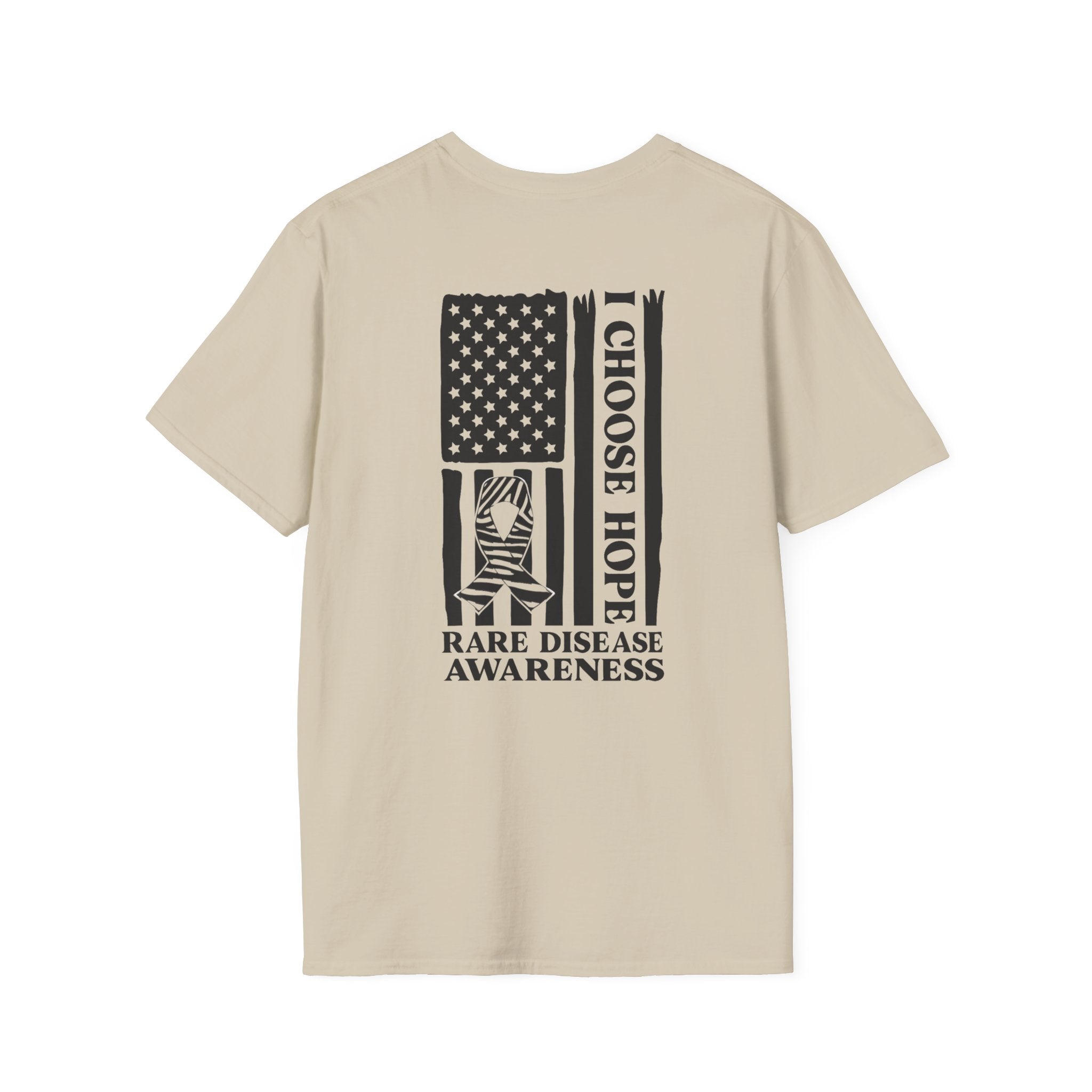 Rare Disease Awareness T-Shirt — "I Choose Hope" American Flag Ribbon