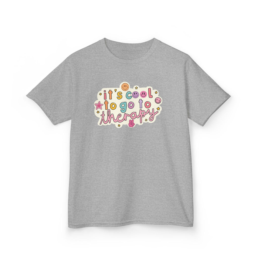 Kids Tee — "It's Cool to Go to Therapy" Retro Flower Therapy Tee