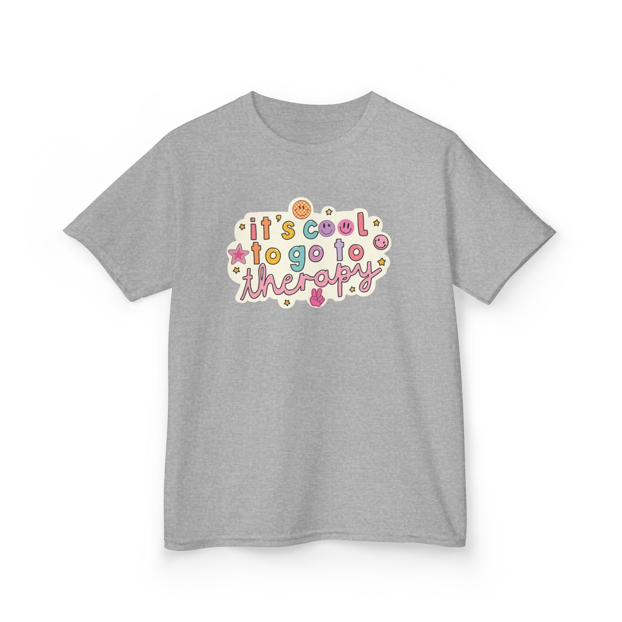 Kids Tee — "It's Cool to Go to Therapy" Retro Flower Therapy Tee