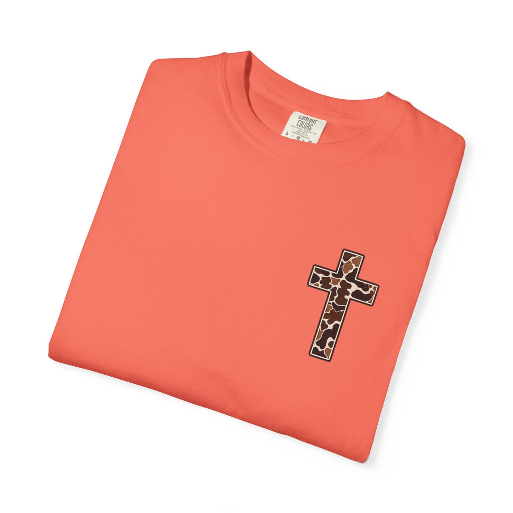 Christian Cross T‑Shirt — "I Can Do All Things Through Christ" Camouflage Design