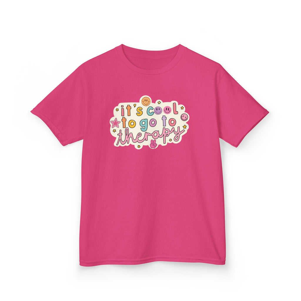 Kids Tee — "It's Cool to Go to Therapy" Retro Flower Therapy Tee