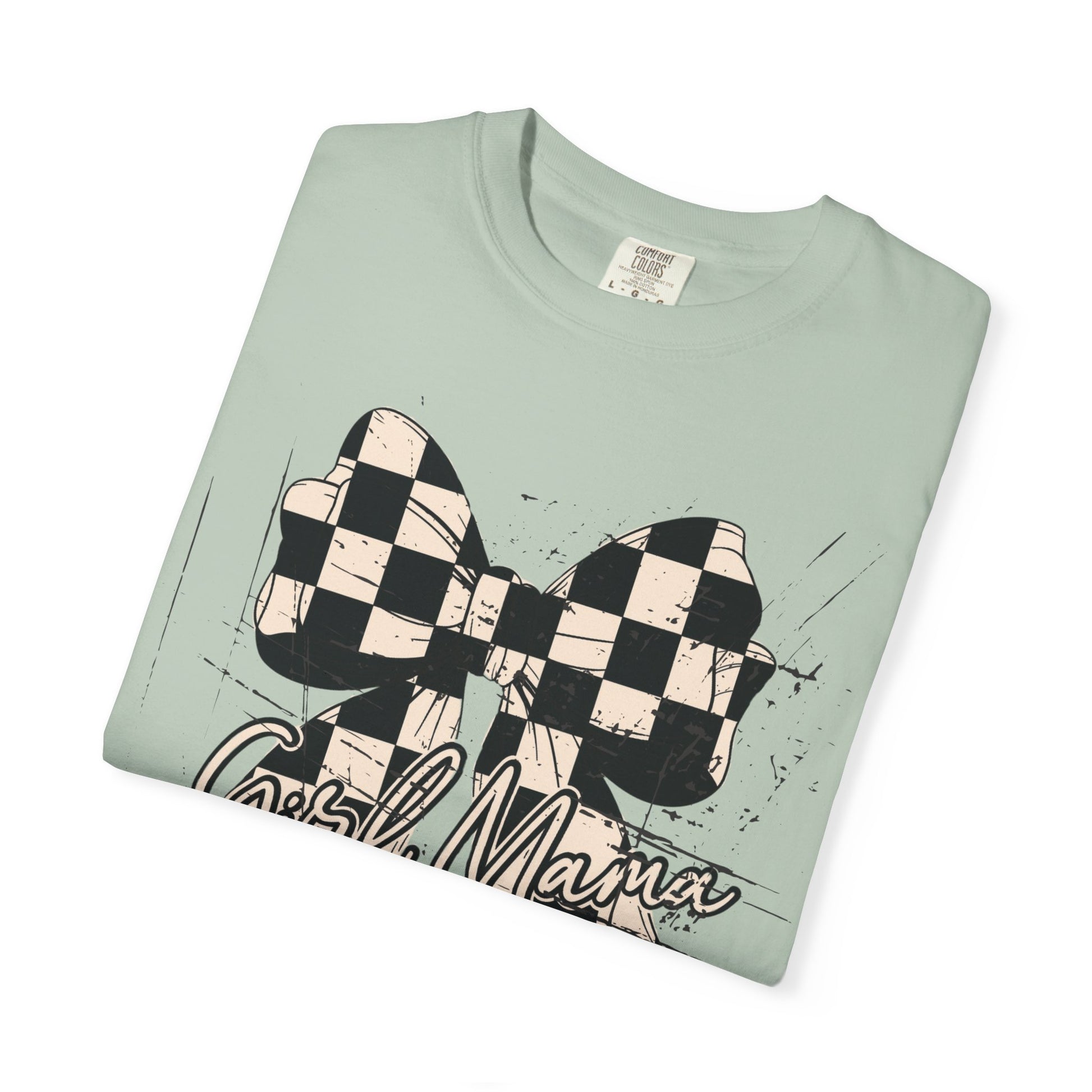 Girl Mama-Distressed Checkered Coquette Tee