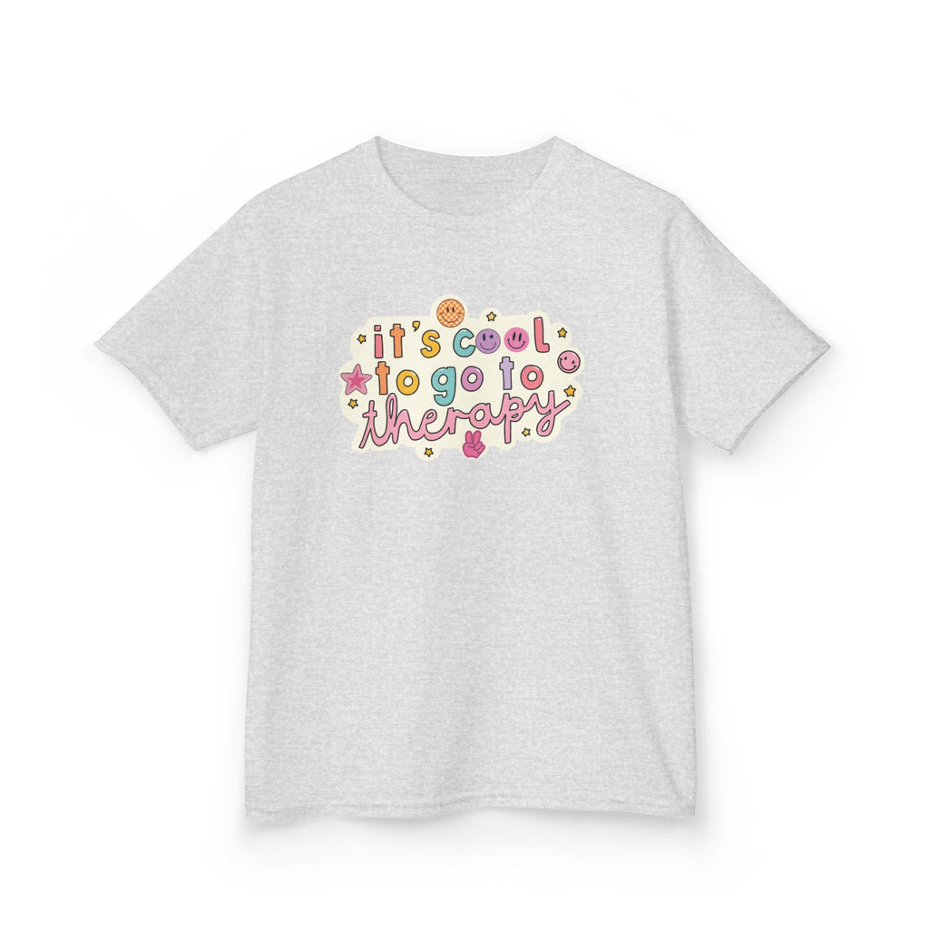 Kids Tee — "It's Cool to Go to Therapy" Retro Flower Therapy Tee