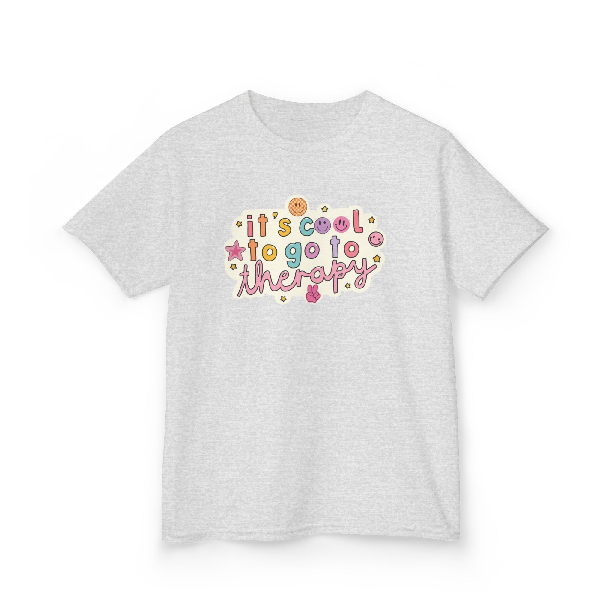 Kids Tee — "It's Cool to Go to Therapy" Retro Flower Therapy Tee