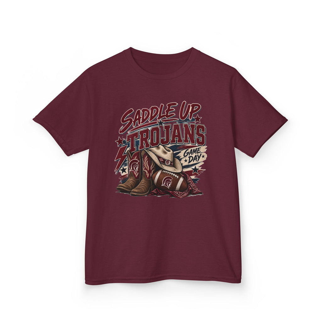 Kids Tee — "Saddle Up Trojans" Football Game Day Shirt
